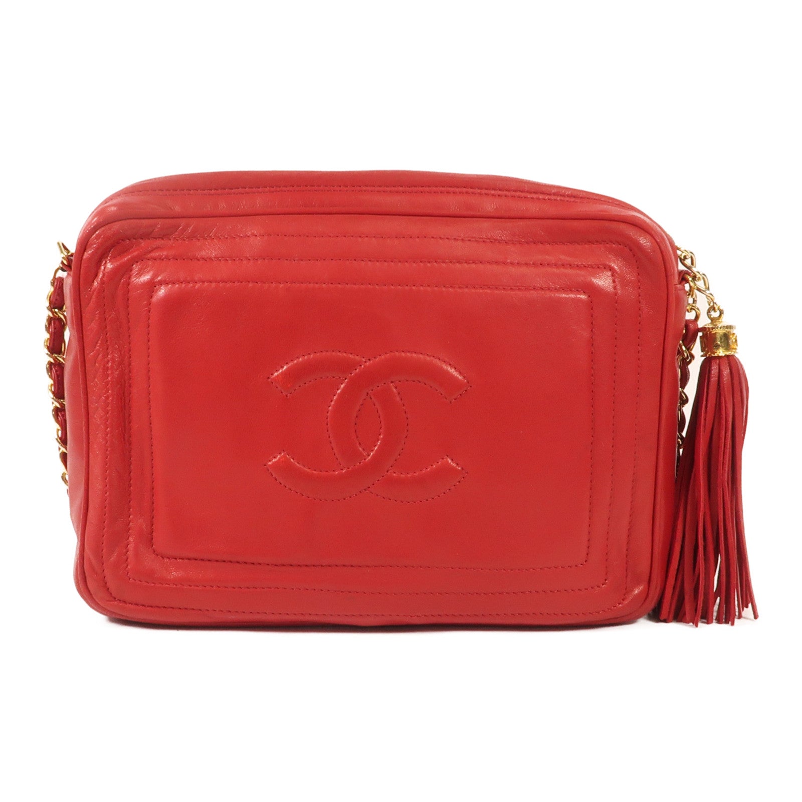 CHANEL 羊皮皮革Chain Shoulder金扣鏈帶肩背袋