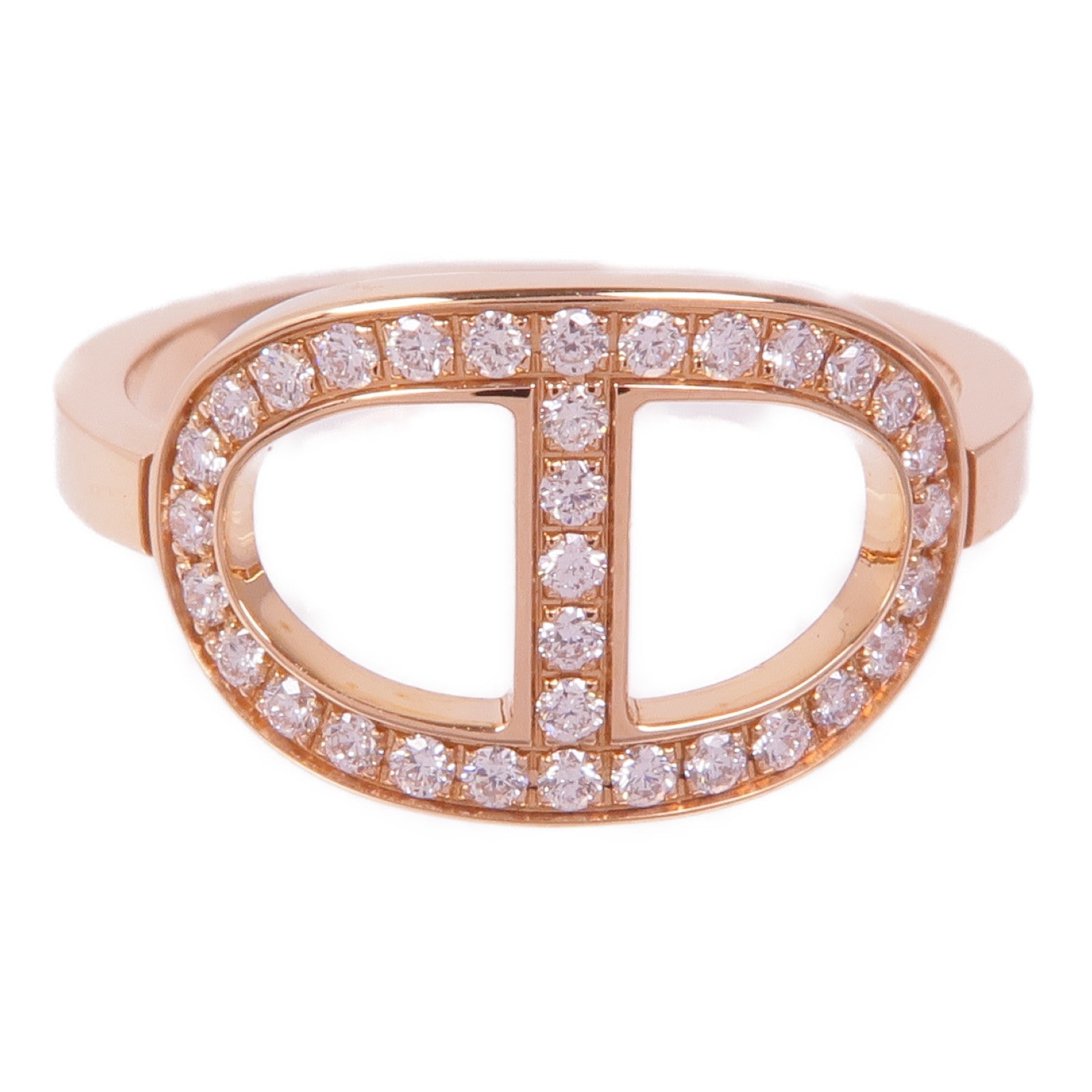 HERMES 18K玫瑰金Bague Chaine d'ancre Ring鑽石戒指Hermes#52/US#6