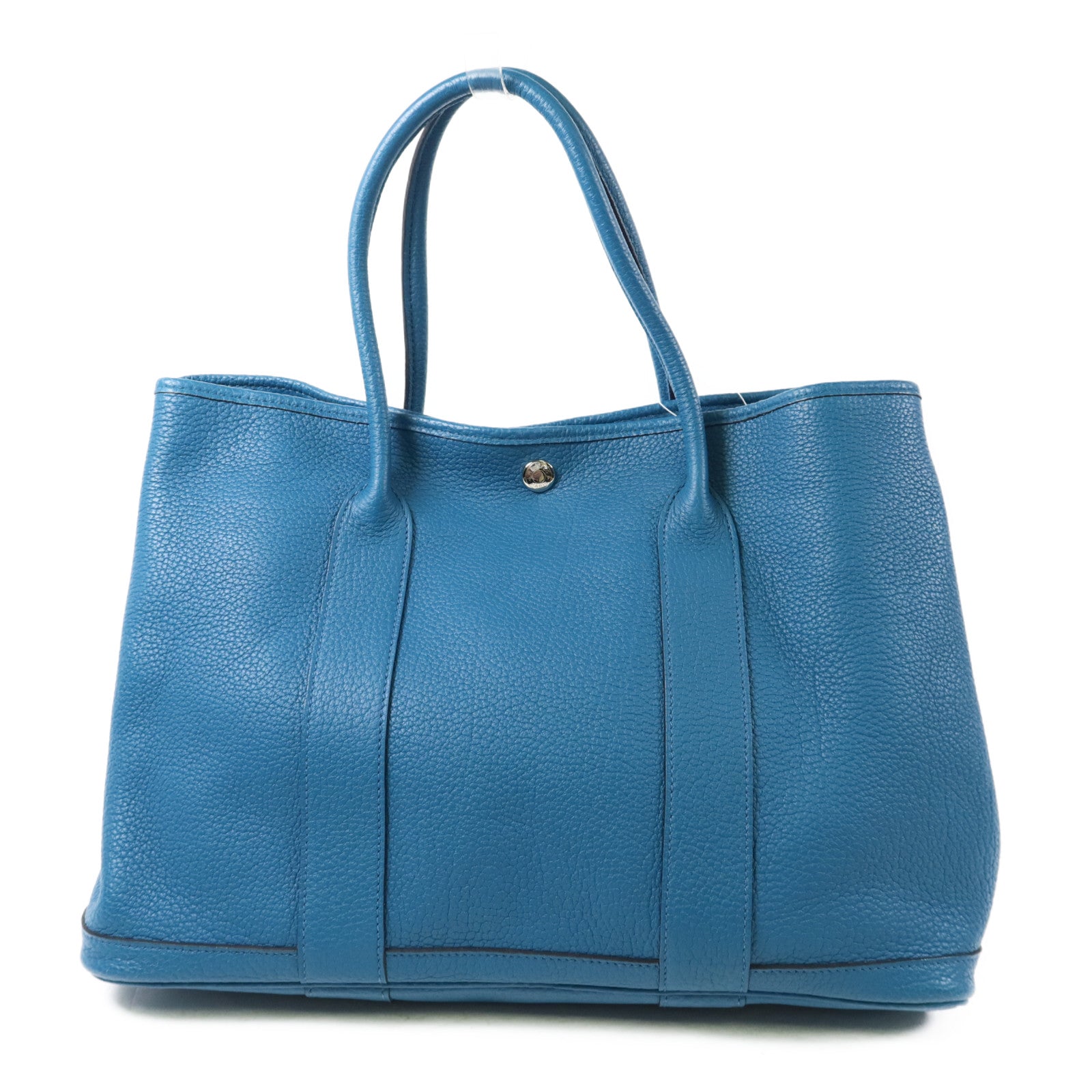 HERMES Negonda皮革Garden Party PM銀扣手挽袋Turquoise