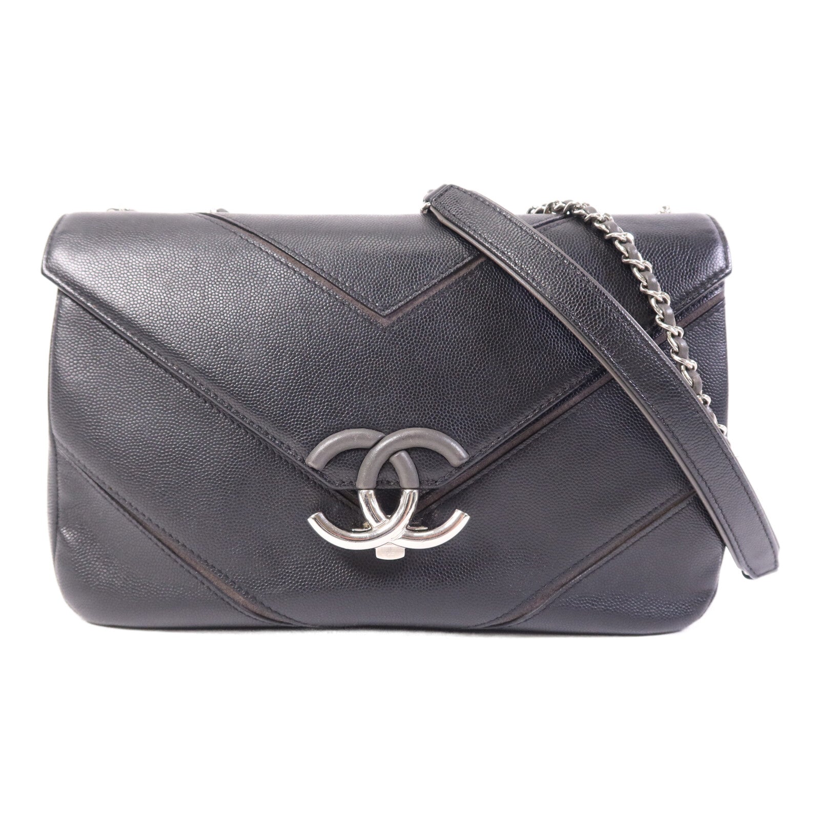 CHANEL 【激減優惠】牛皮皮革Shoulder Bag銀扣鏈帶肩背袋