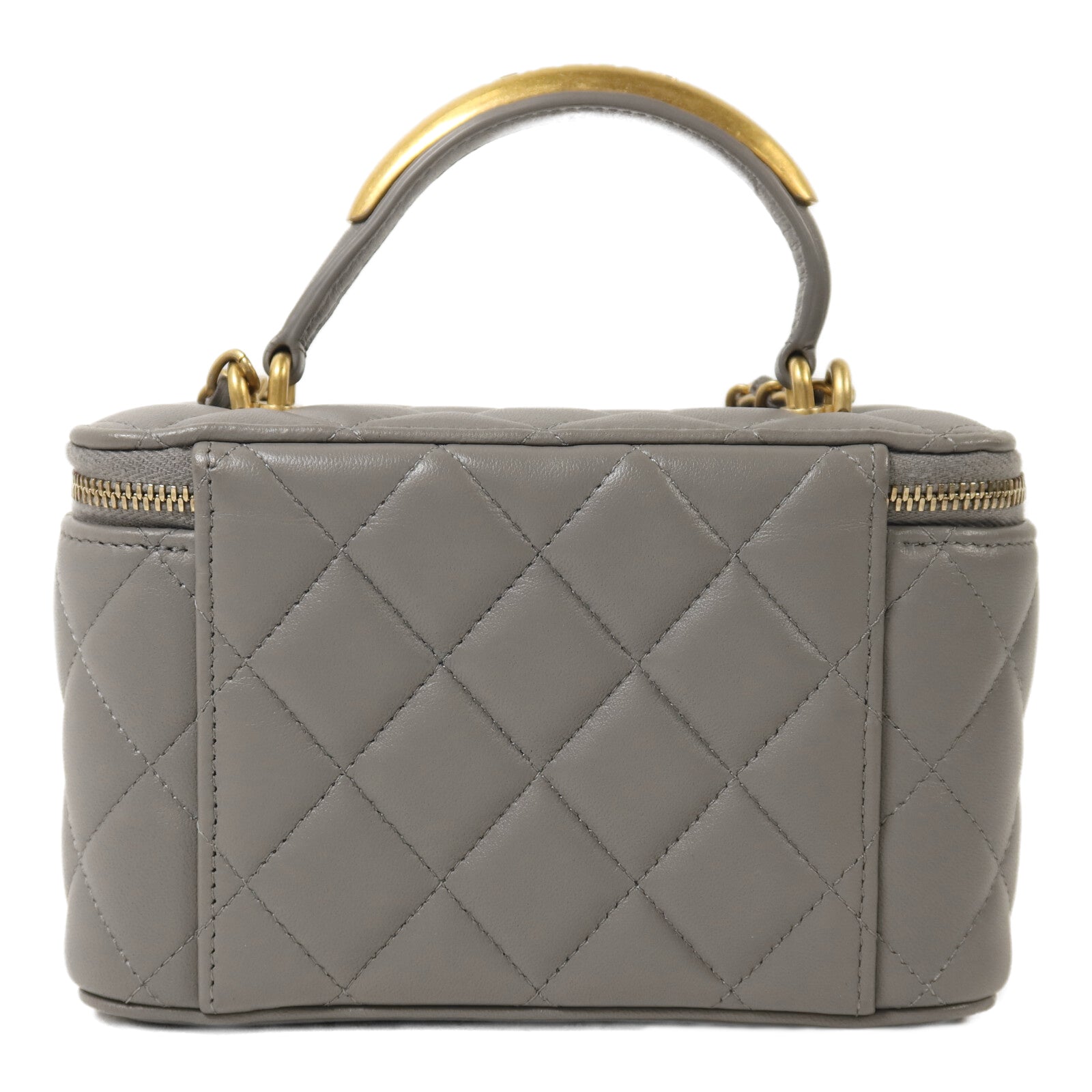CHANEL 羊皮皮革Vanity Case金扣鏈帶手挽肩背兩用袋