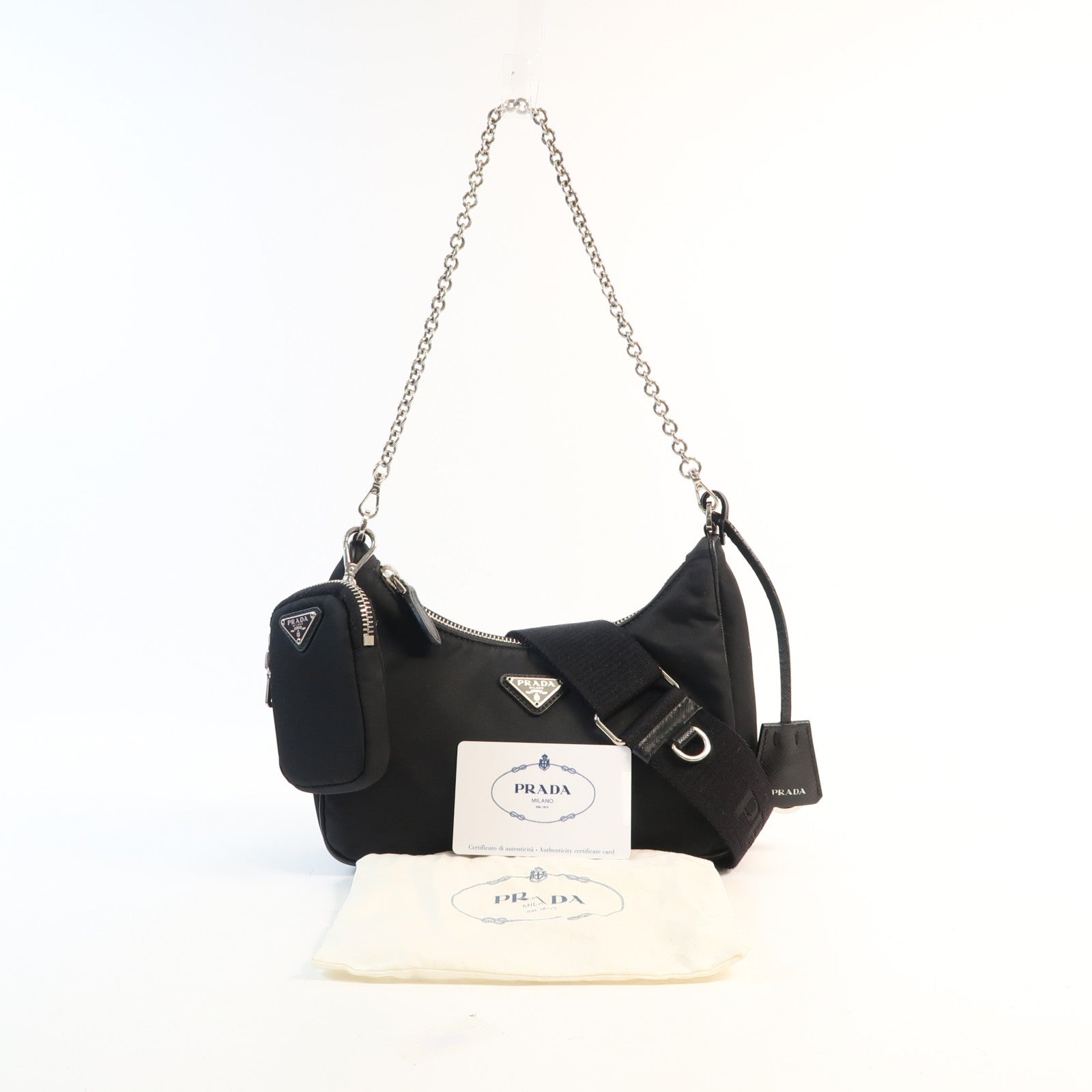 PRADA 尼龍Re-Edition 2005銀扣手挽肩背兩用袋