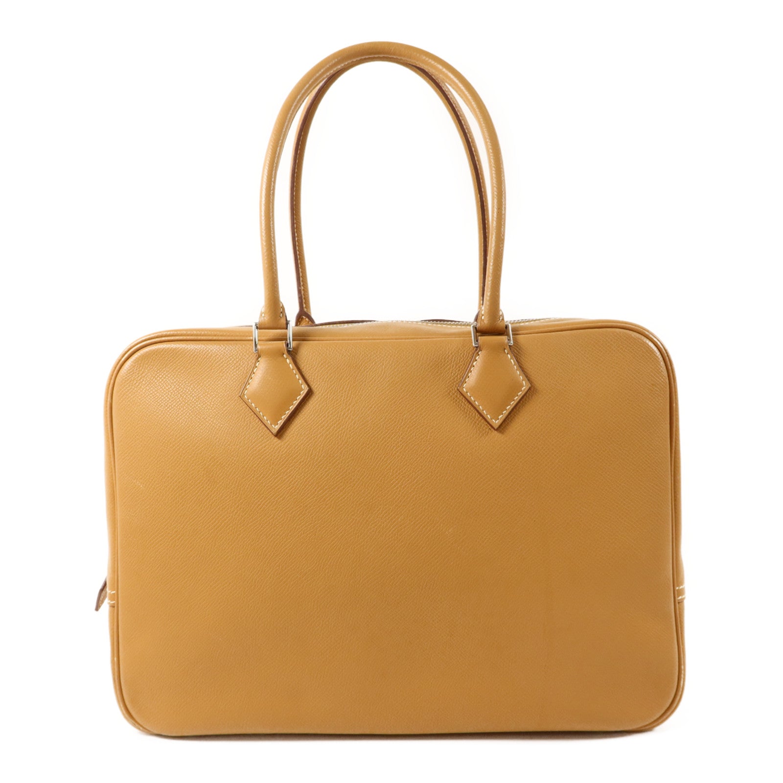 HERMES Epsom皮革Plume 32銀扣手挽袋Gold