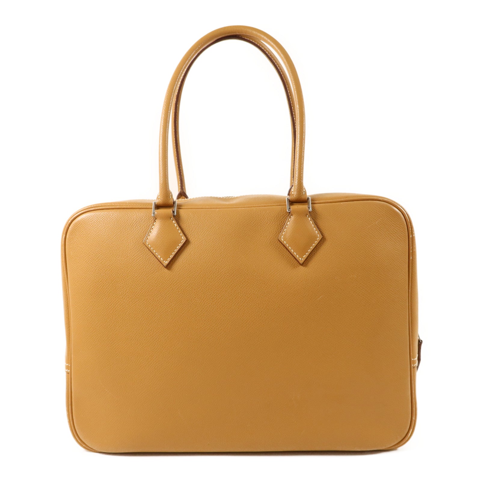 HERMES Epsom皮革Plume 32銀扣手挽袋Gold