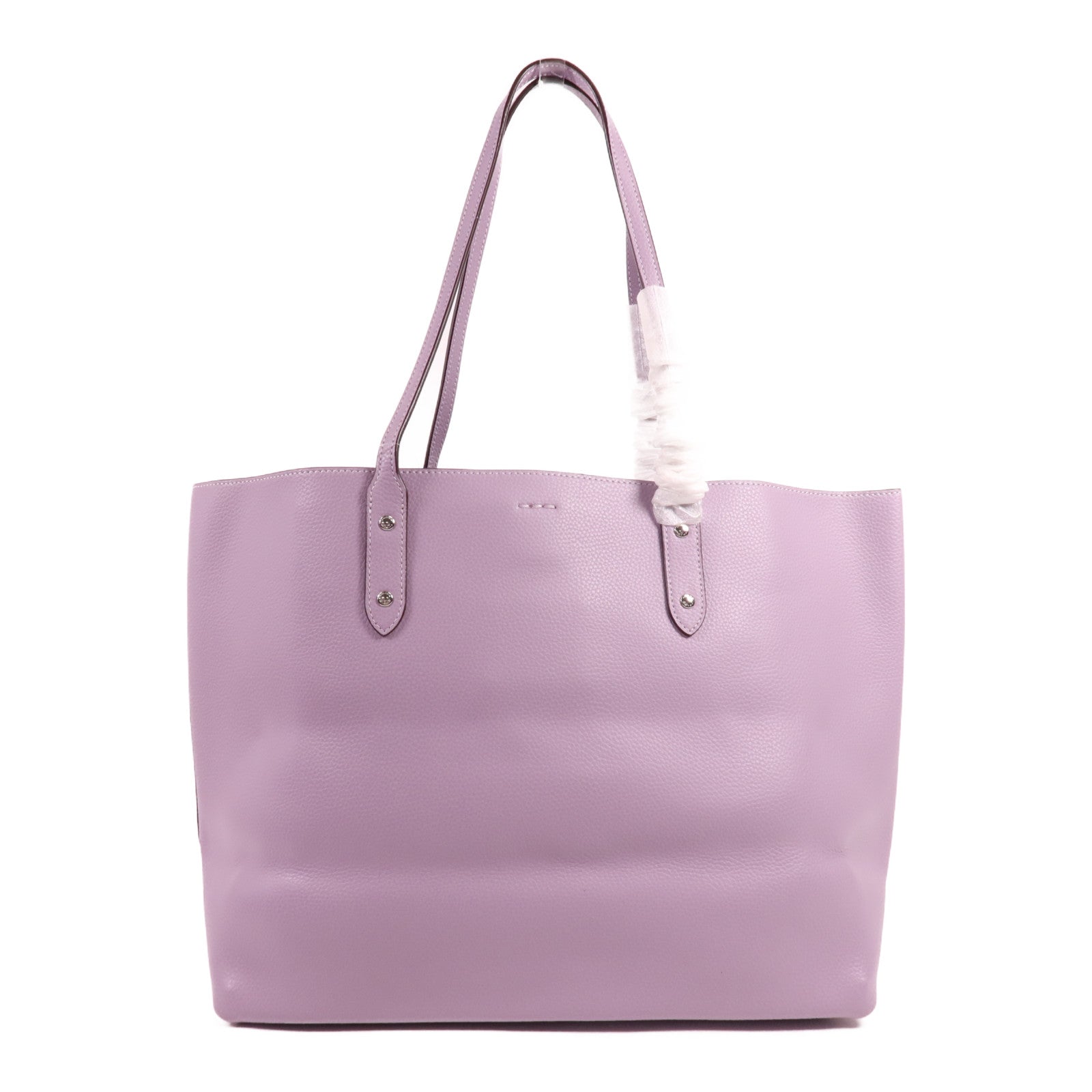 COACH 牛皮皮革Tote Bag銀扣肩背袋