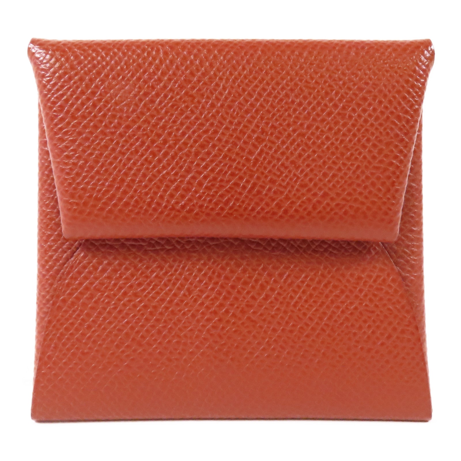 HERMES Epsom皮革Bastia銀扣零錢包Rouge H