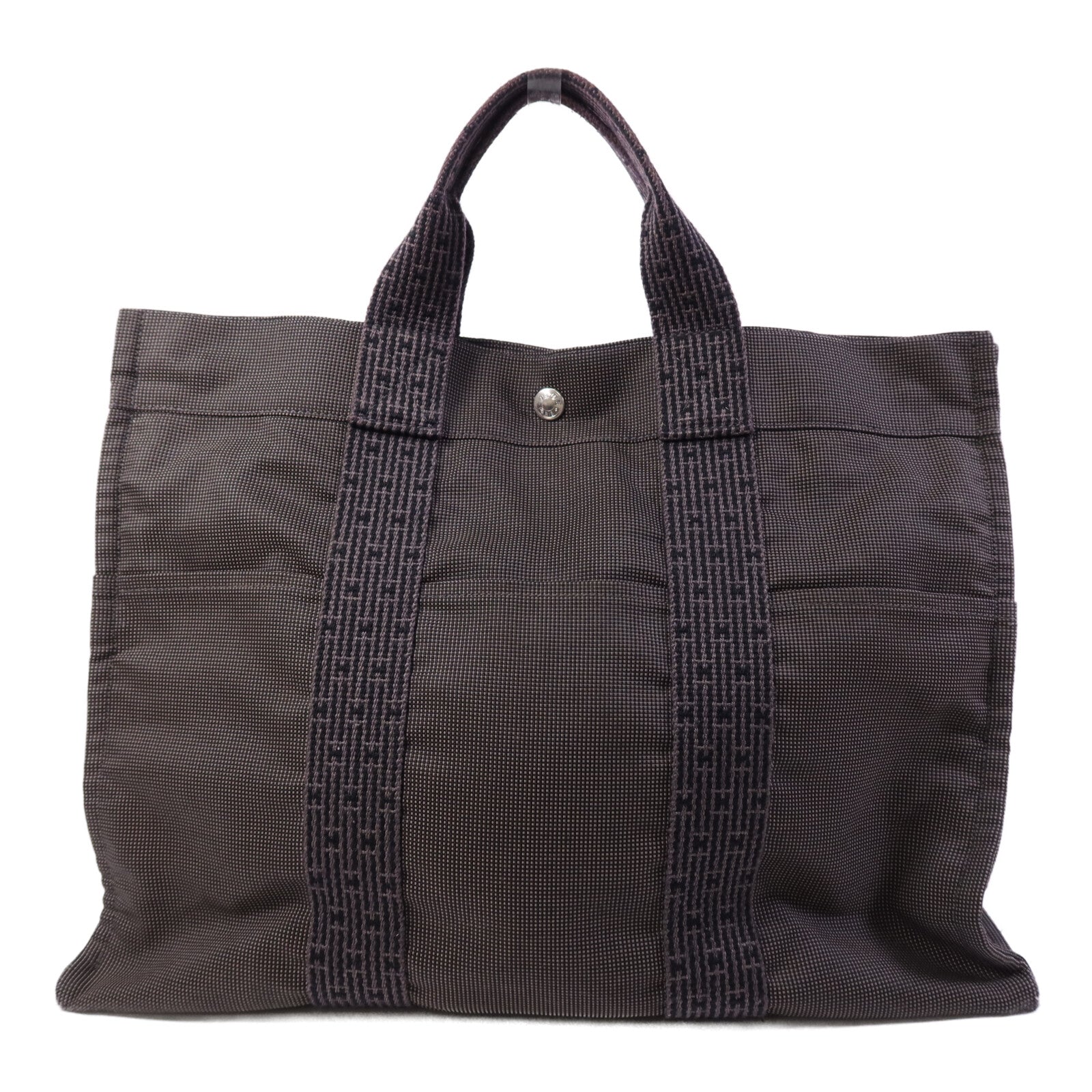 HERMES 帆布Herline GM銀扣手挽袋