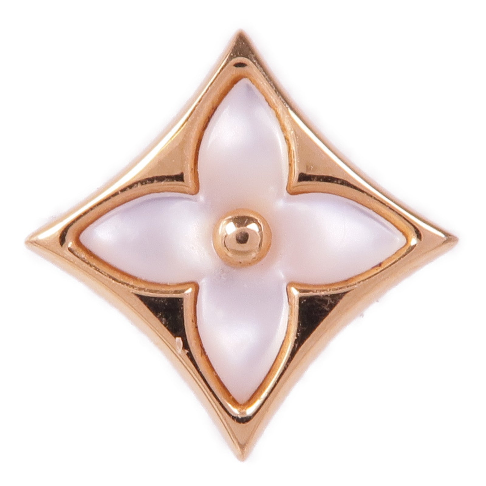 LOUIS VUITTON 18K玫瑰金Color Blossom Star Ear Stud珍珠母貝耳環