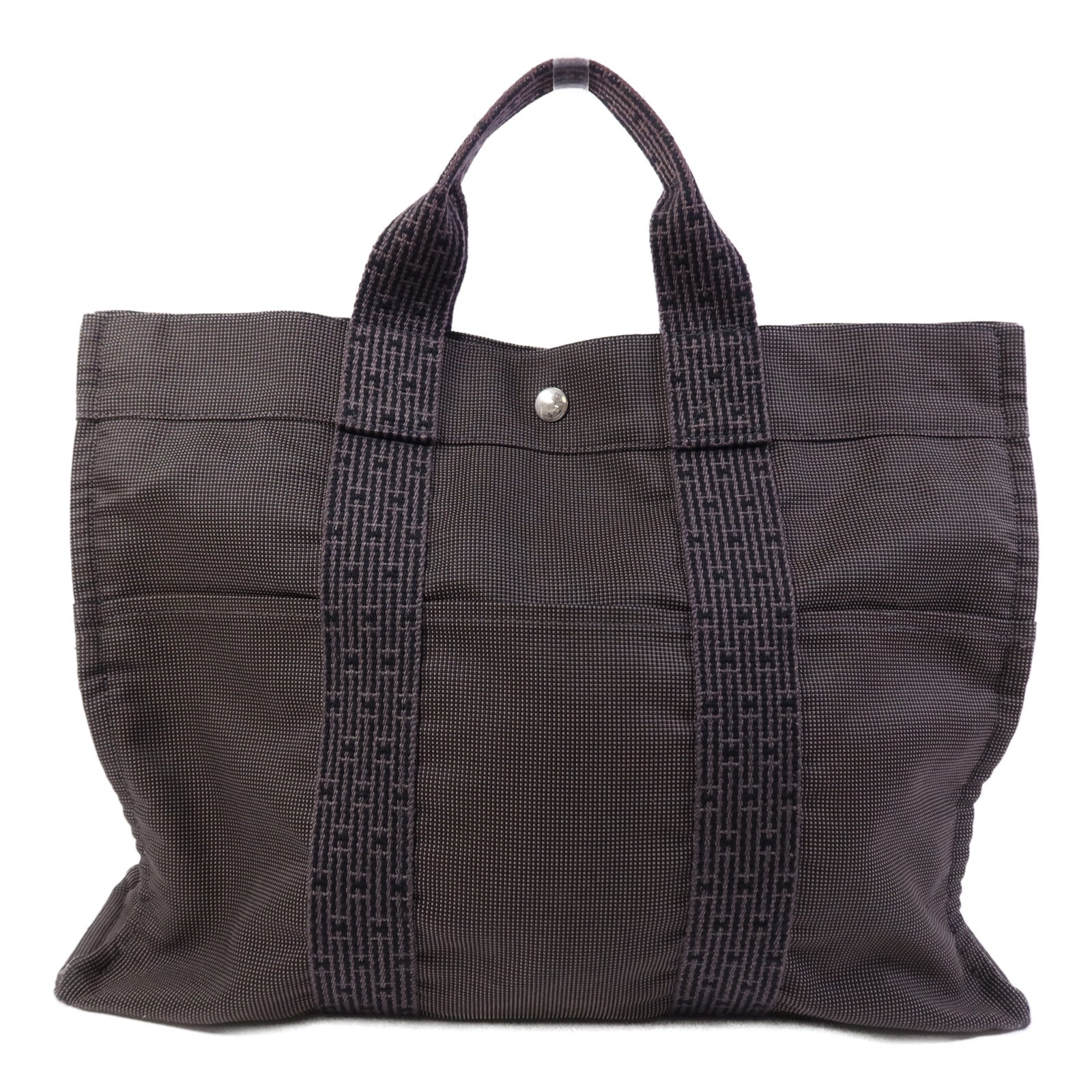 HERMES 帆布Herline GM銀扣手挽袋