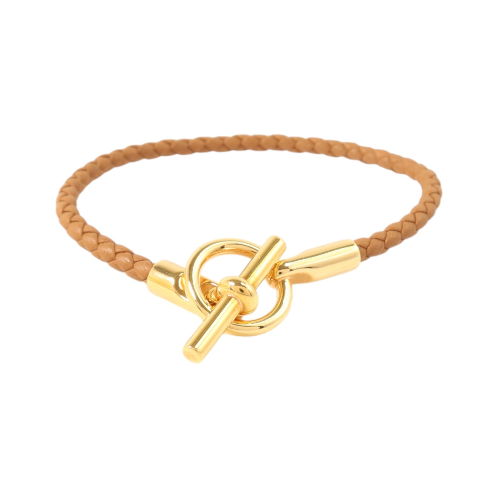 HERMES Swift皮革/金屬Glenan Bracelet金扣手鏈Gold