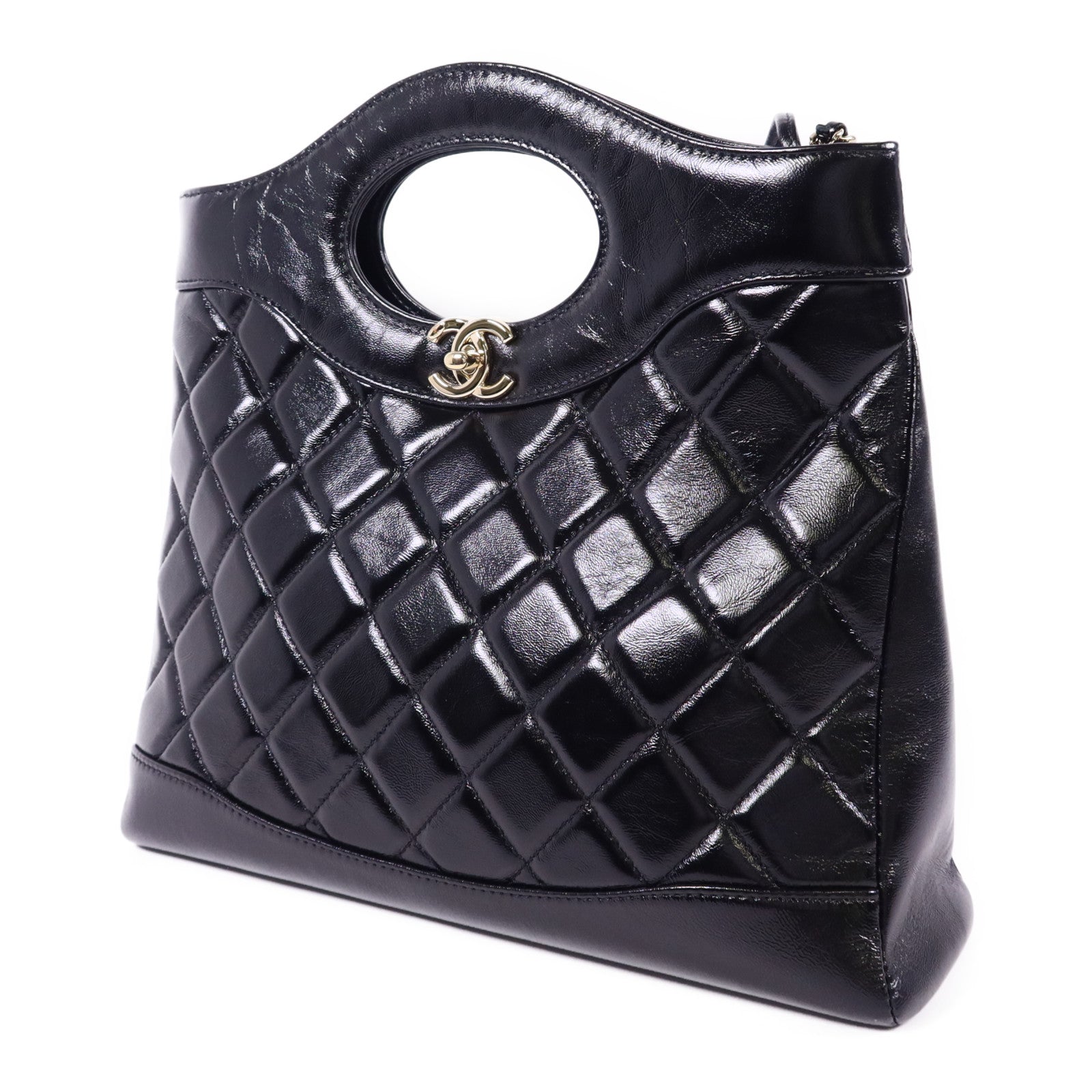 CHANEL 牛皮皮革Mini 31金扣手挽肩背兩用袋