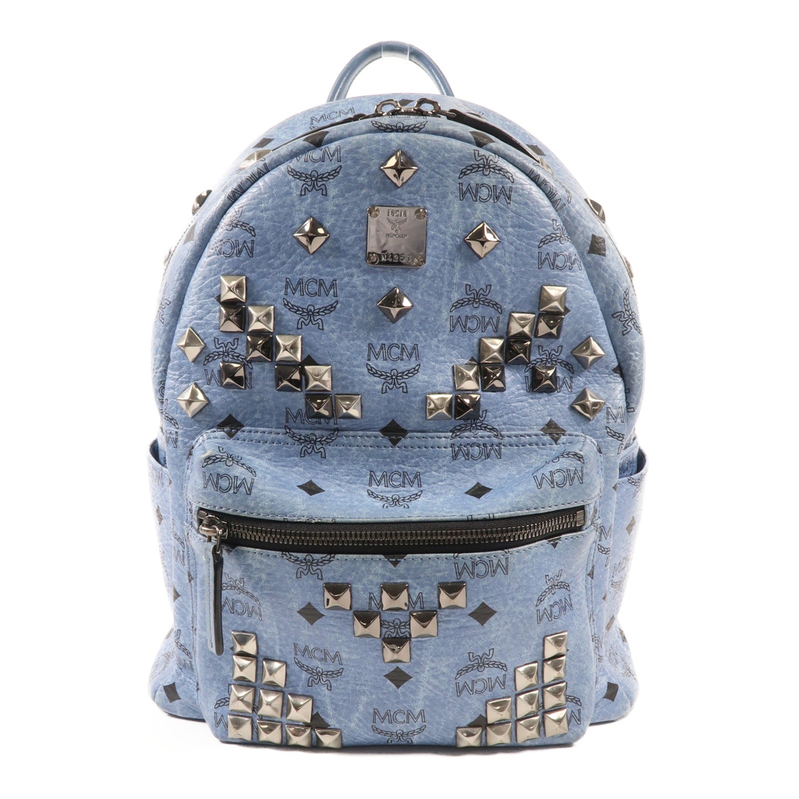 MCM 塗層帆布Backpack銀扣背包