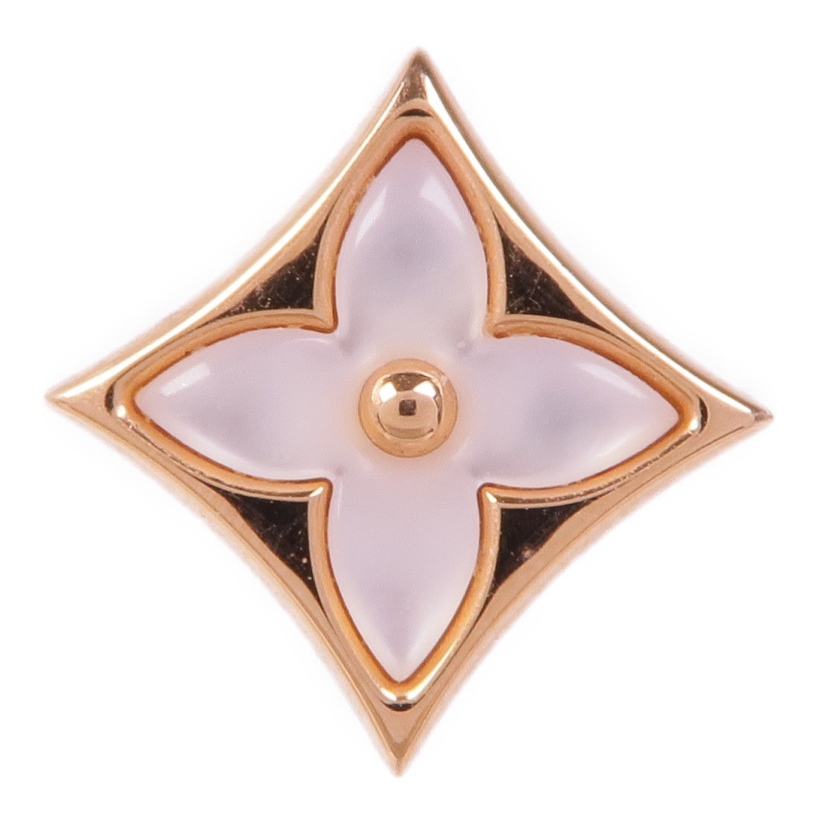 LOUIS VUITTON 18K玫瑰金Color Blossom Star Ear Stud珍珠母貝耳環