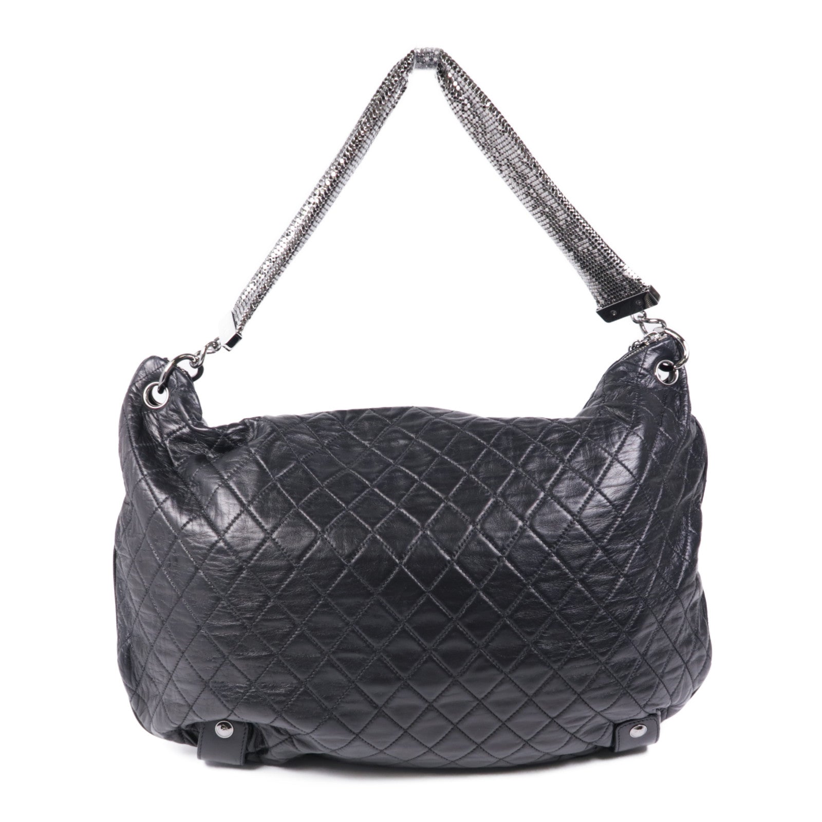 CHANEL CC SHW Shoulder Bag Lambskin Leather Black