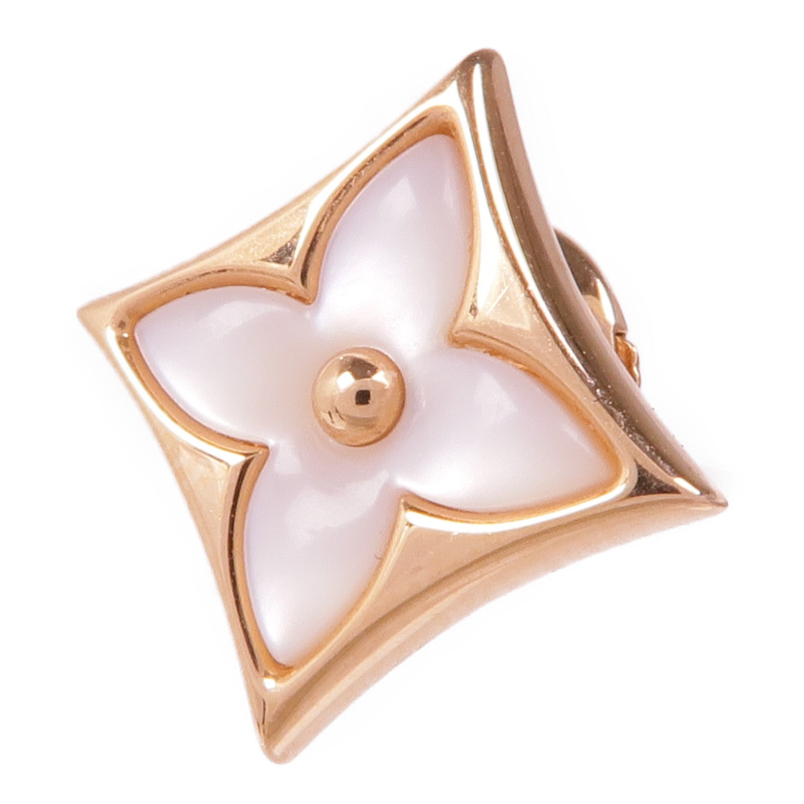 LOUIS VUITTON 18K玫瑰金Color Blossom Star Ear Stud珍珠母貝耳環