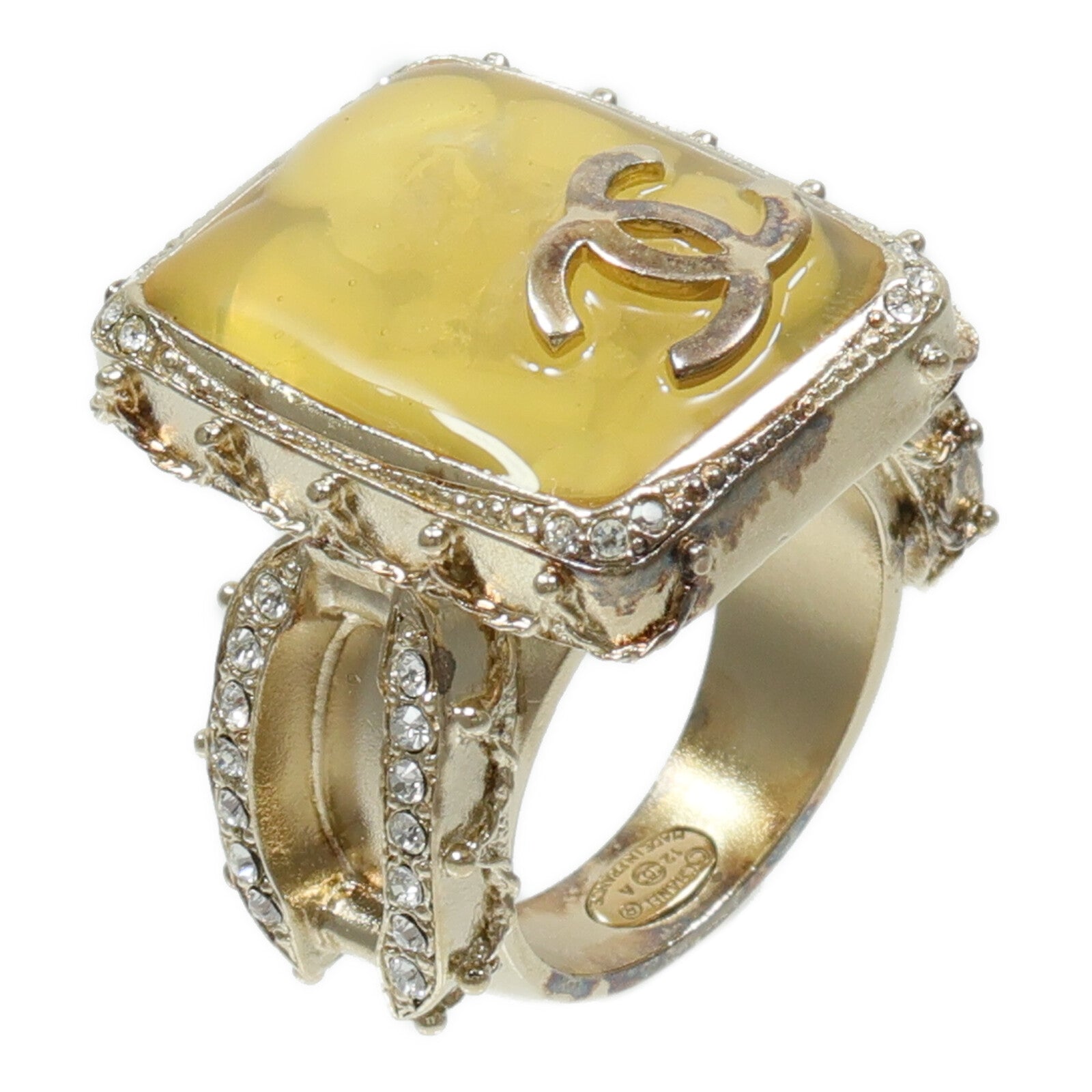 CHANEL 金屬/水鑽/樹脂Vanity Gripoix Ring戒指