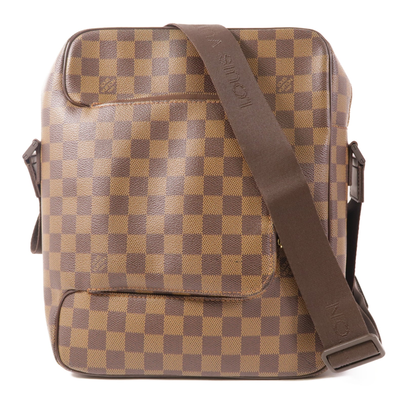 LOUIS VUITTON 【激減優惠】Damier Olaf MM金扣肩背袋棕色