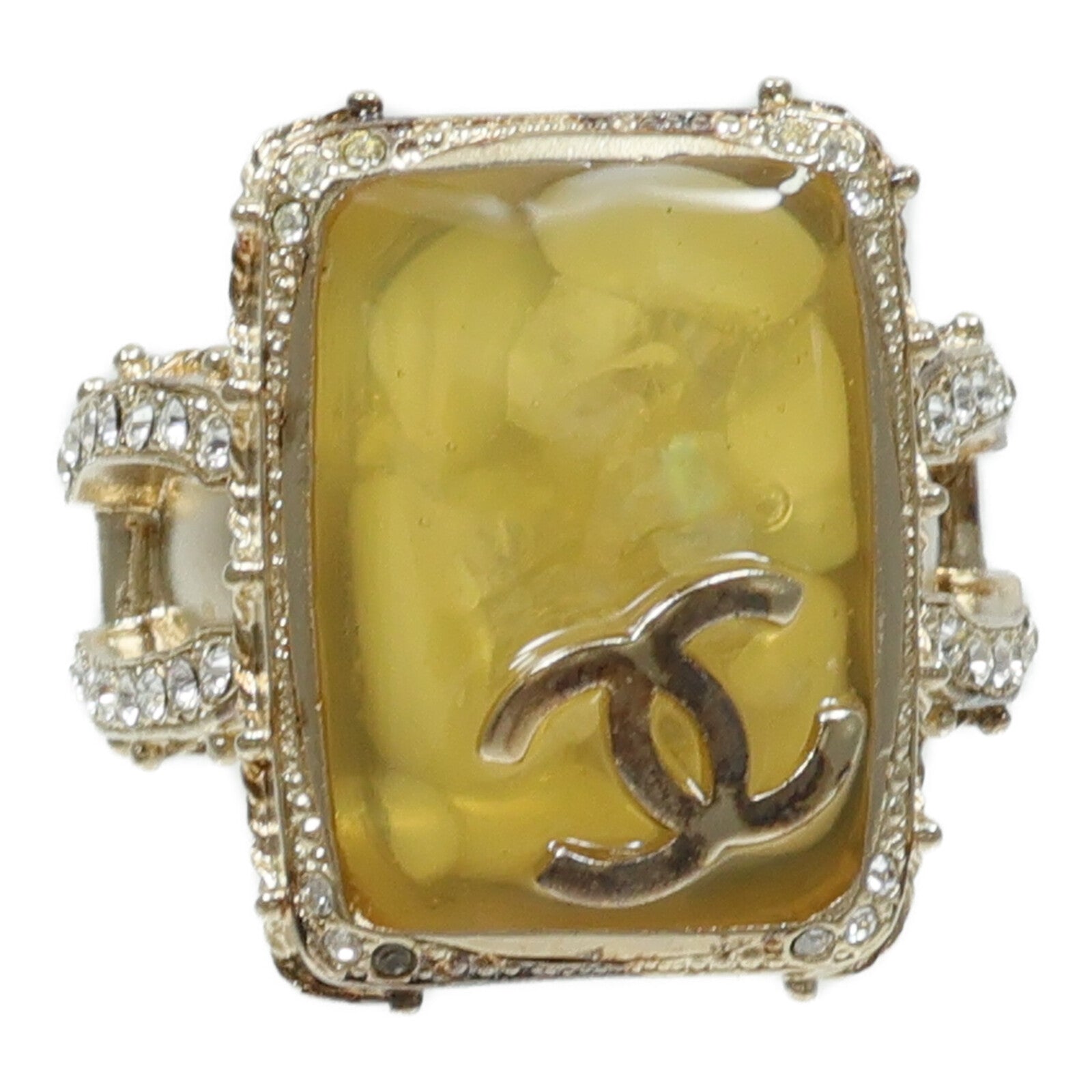CHANEL 金屬/水鑽/樹脂Vanity Gripoix Ring戒指