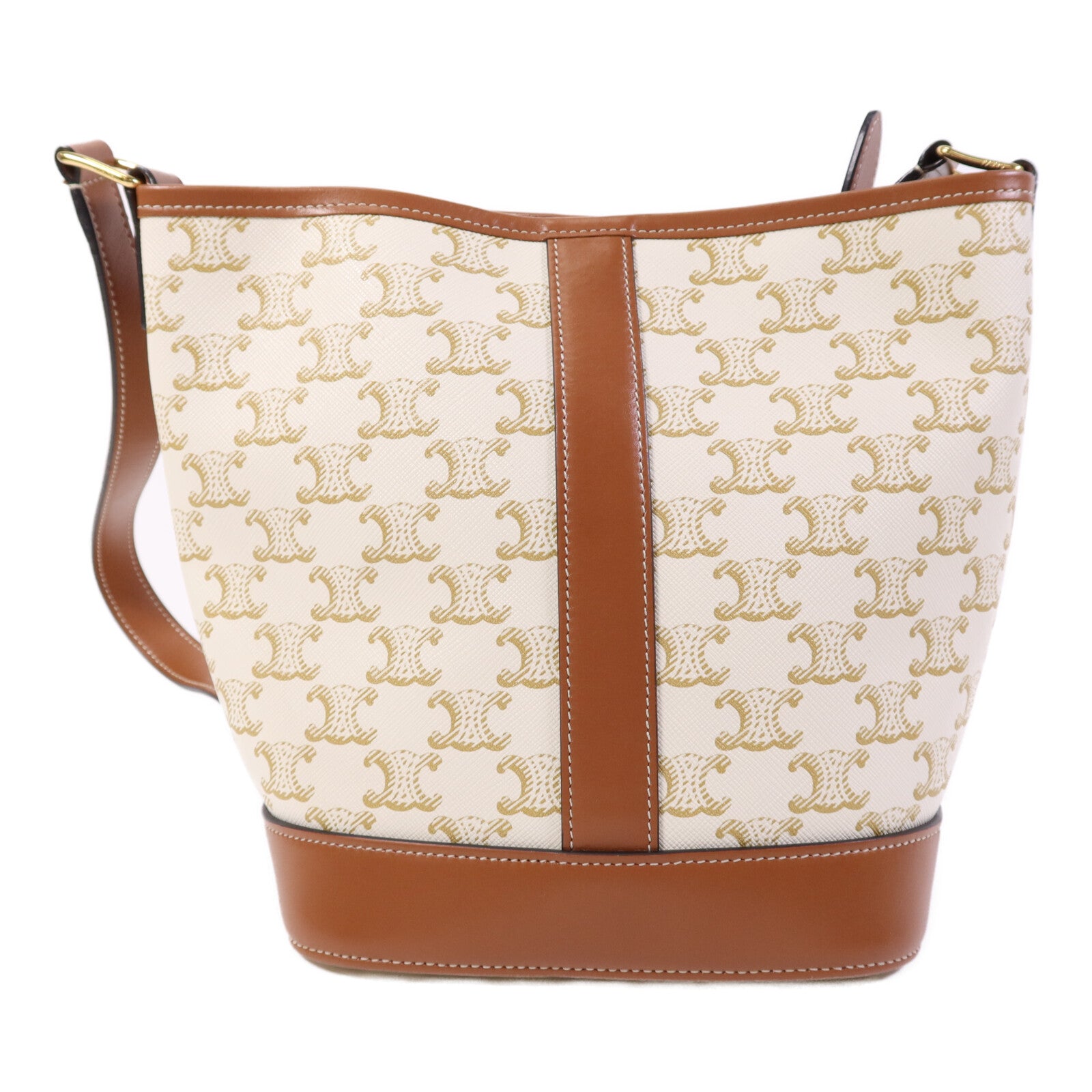 CELINE 塗層帆布Triomphe Bucket金扣肩背袋