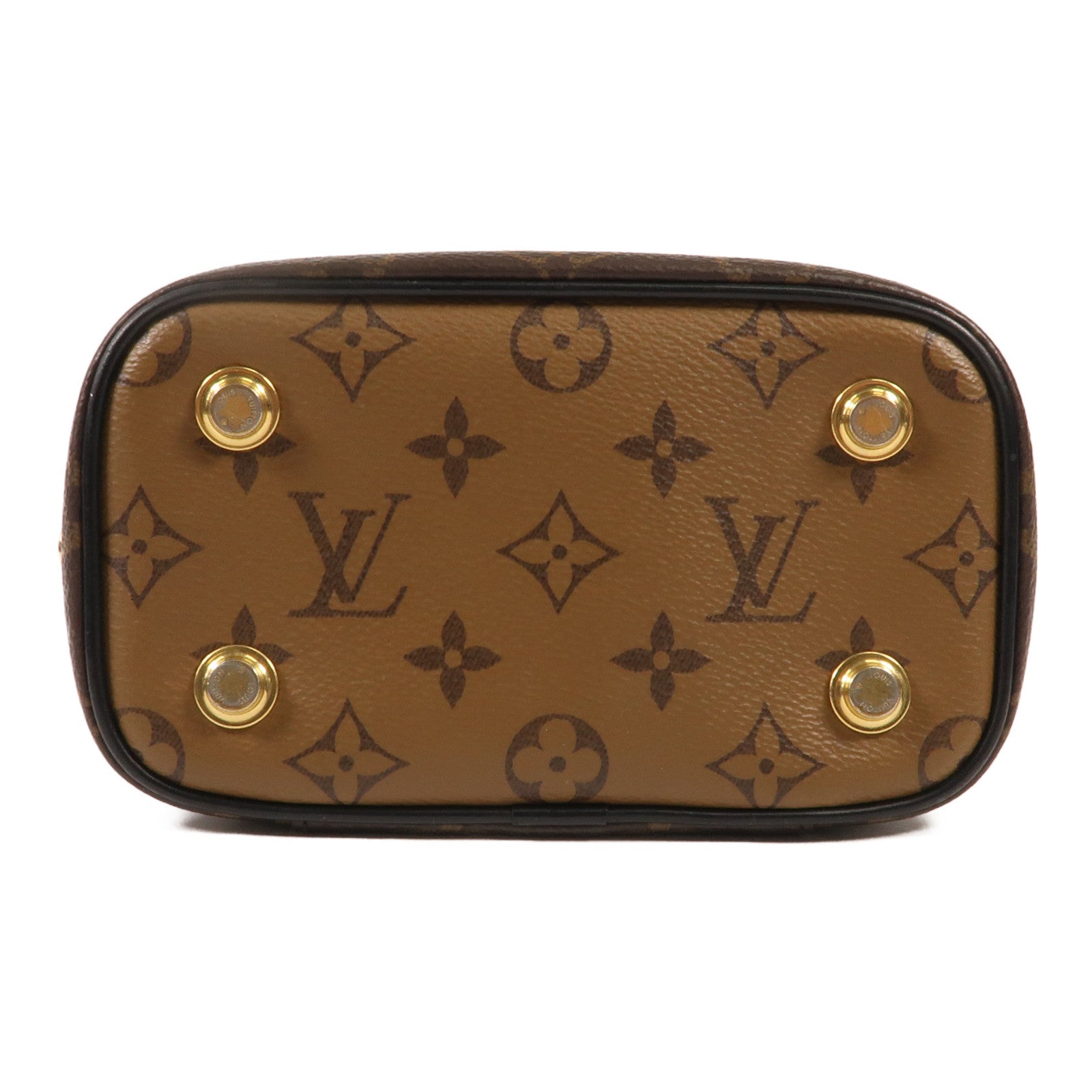 LOUIS VUITTON Monogram Reverse Vanity PM金扣手挽肩背兩用袋棕色