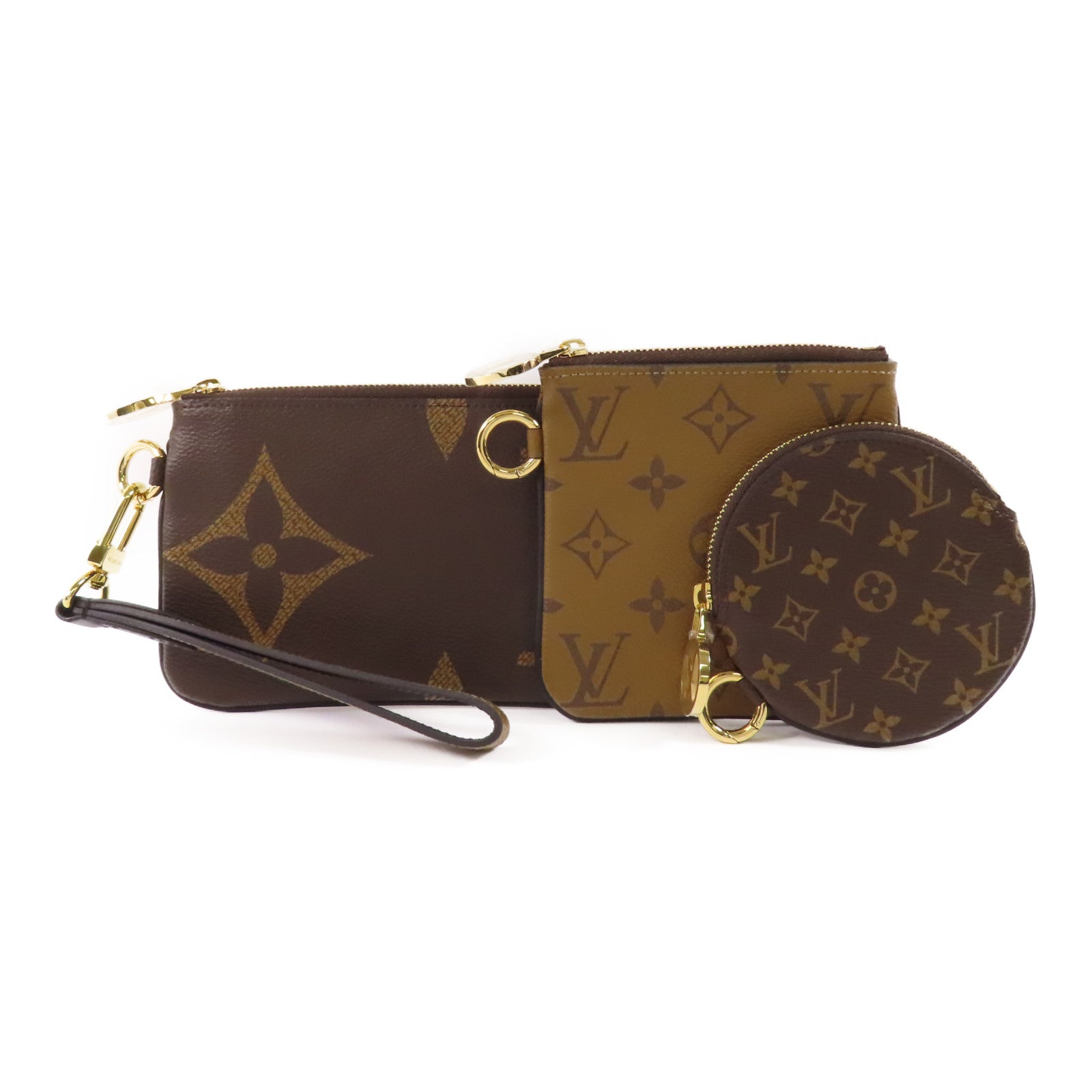 LOUIS VUITTON 【激減優惠】Monogram Giant/Monogram Reverse/Monogram Trio Pouch金扣手拿包