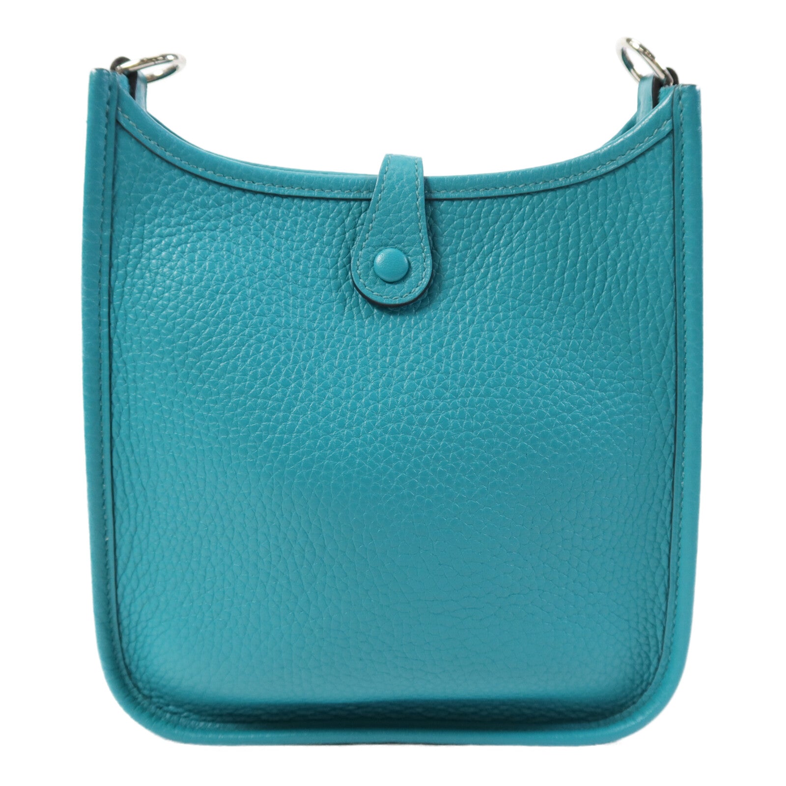 HERMES Clemence皮革Evelyne TPM銀扣肩背袋Bleu Paon