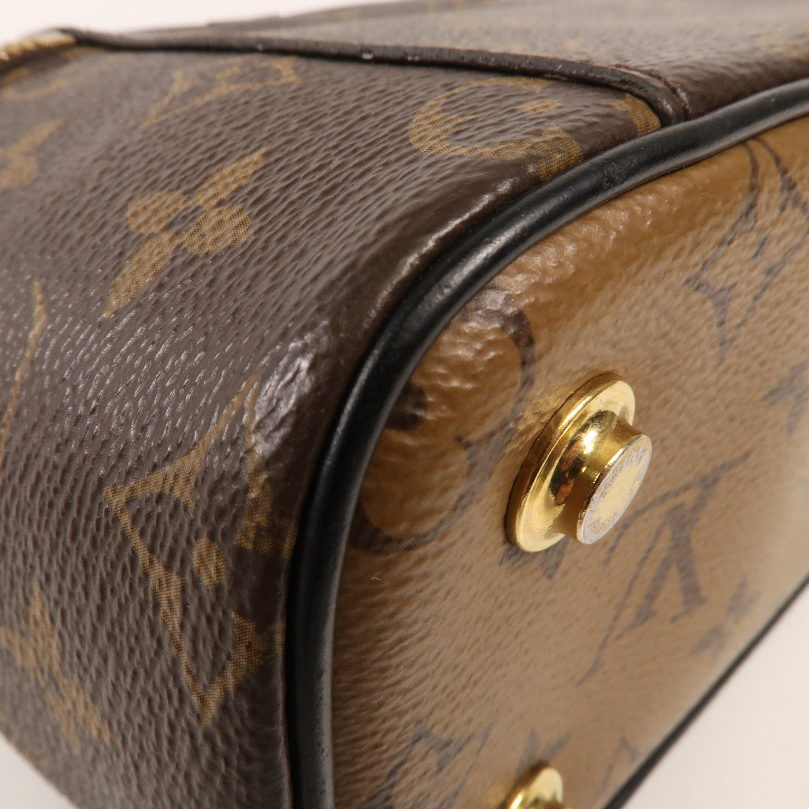 LOUIS VUITTON Monogram Reverse Vanity PM金扣手挽肩背兩用袋棕色