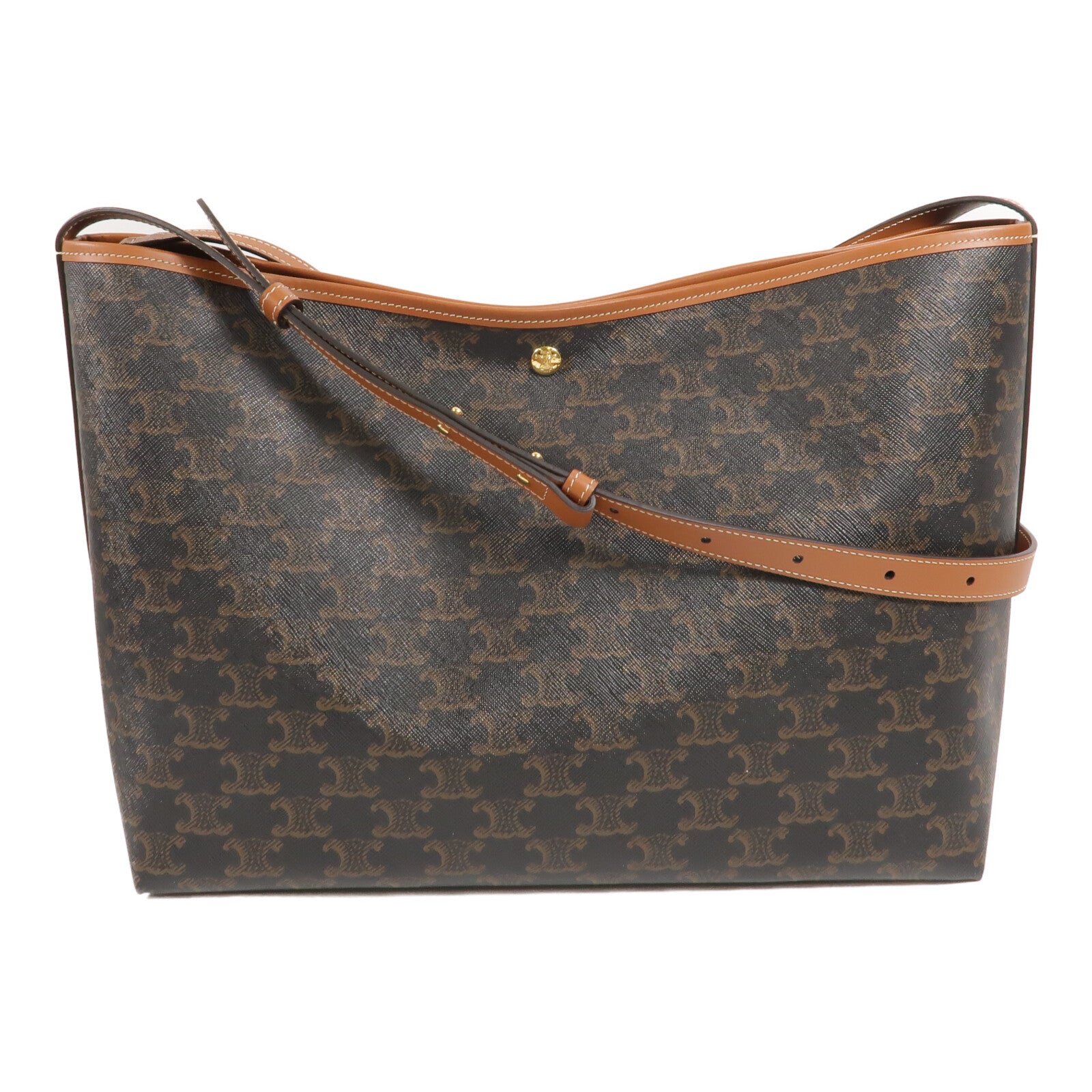 CELINE 塗層帆布/牛皮皮革Soft Shopper肩背袋