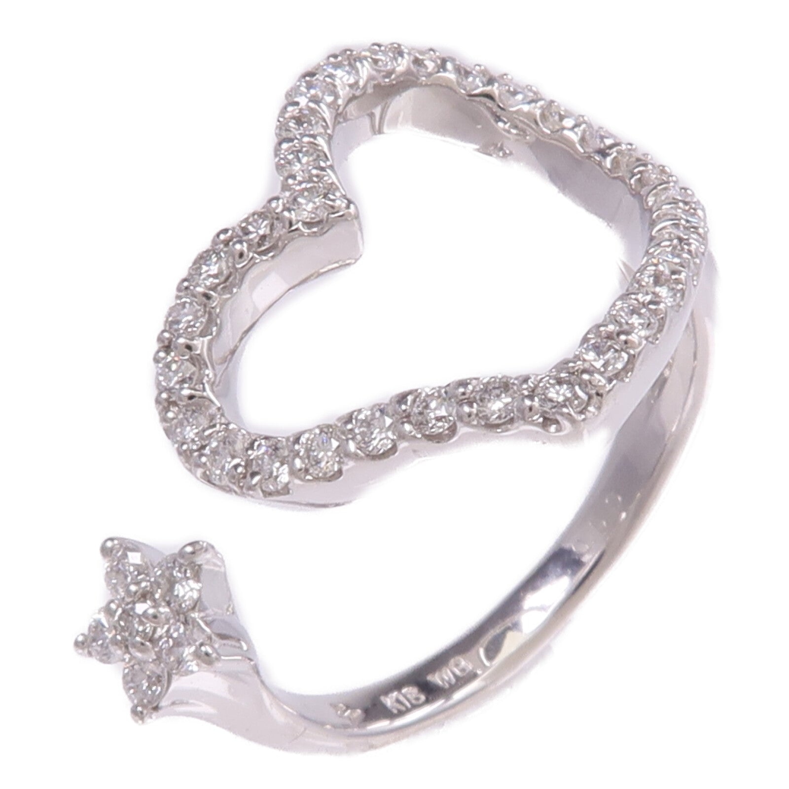 Ponte Vecchio 18K白金Heart x Star Diamond Ring鑽石戒指US#7.25