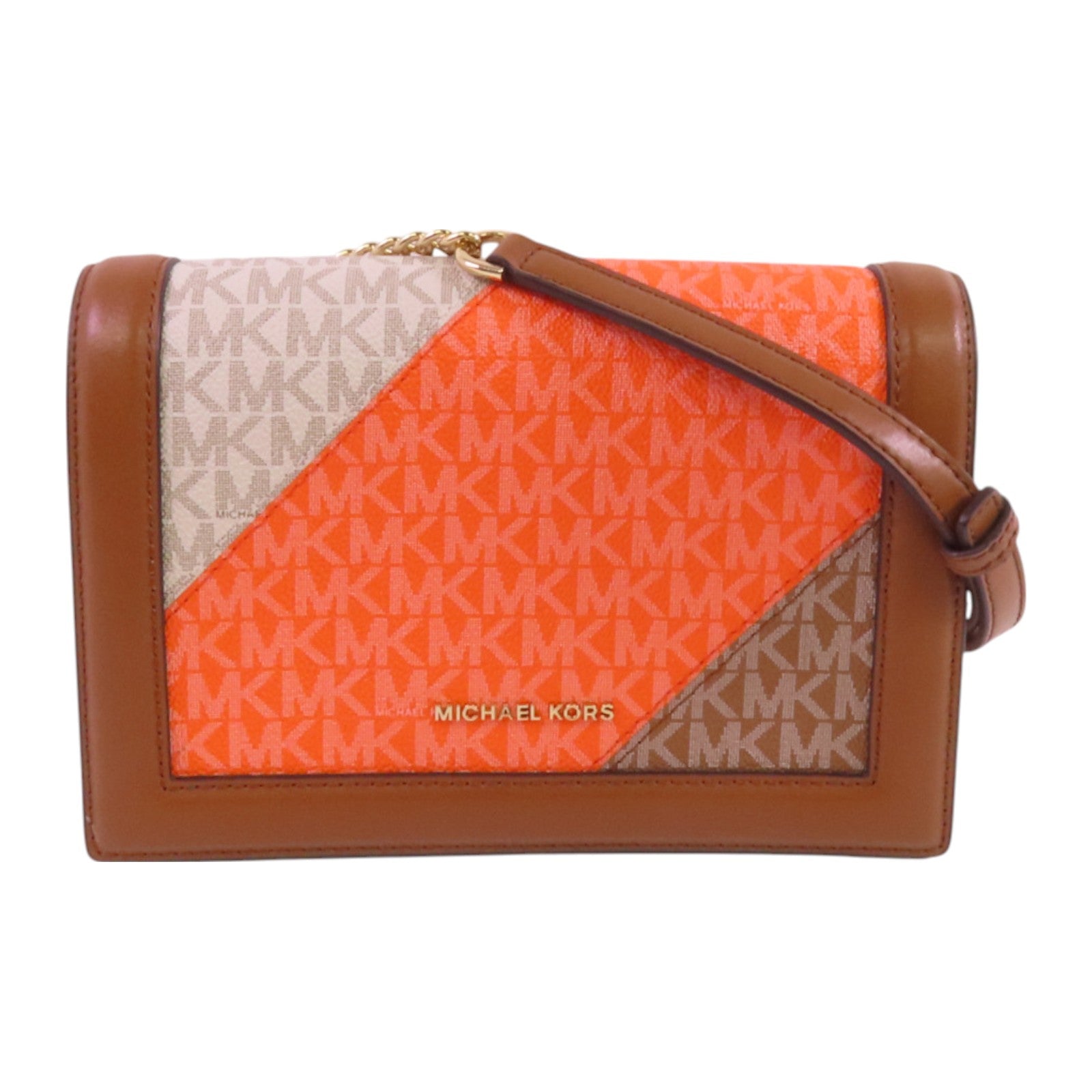 Michael Kors 塗層帆布Shoulder Bag金扣鏈帶肩背袋