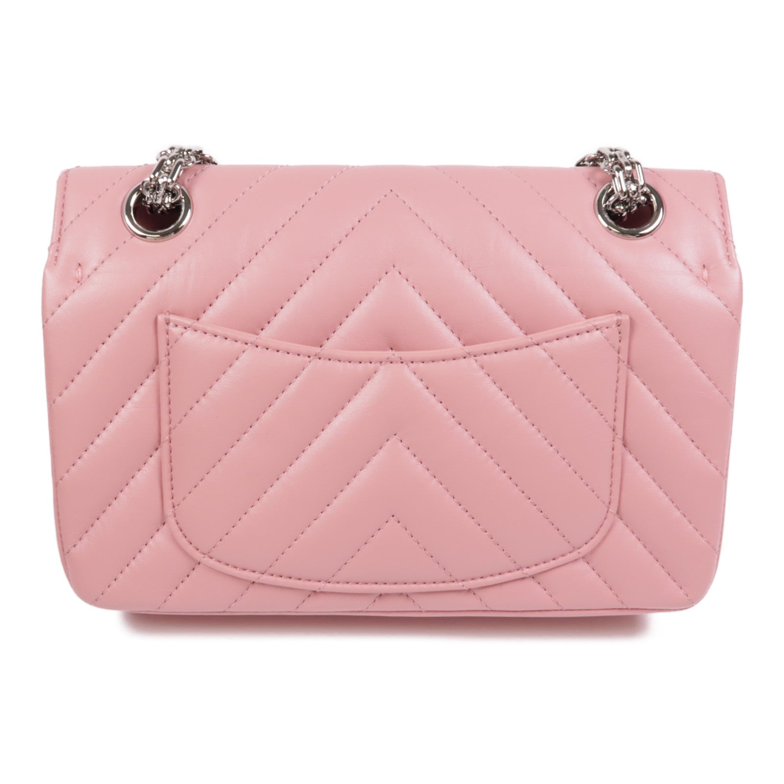 CHANEL 牛皮皮革Mini 2.55銀扣鏈帶肩背袋