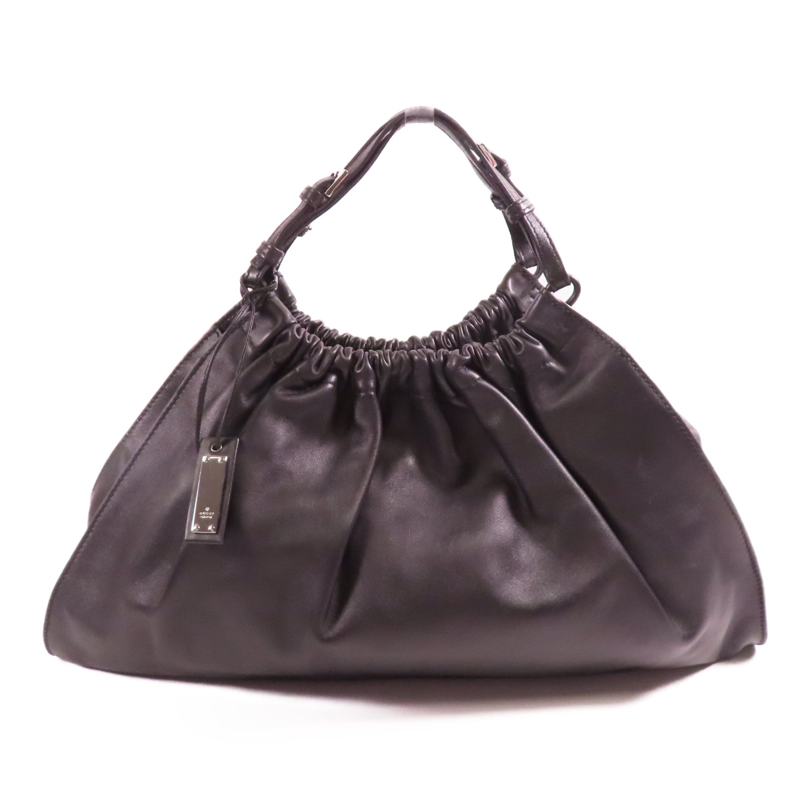 GUCCI GG SHW Hand Bag Calfskin Leather 76554 Black