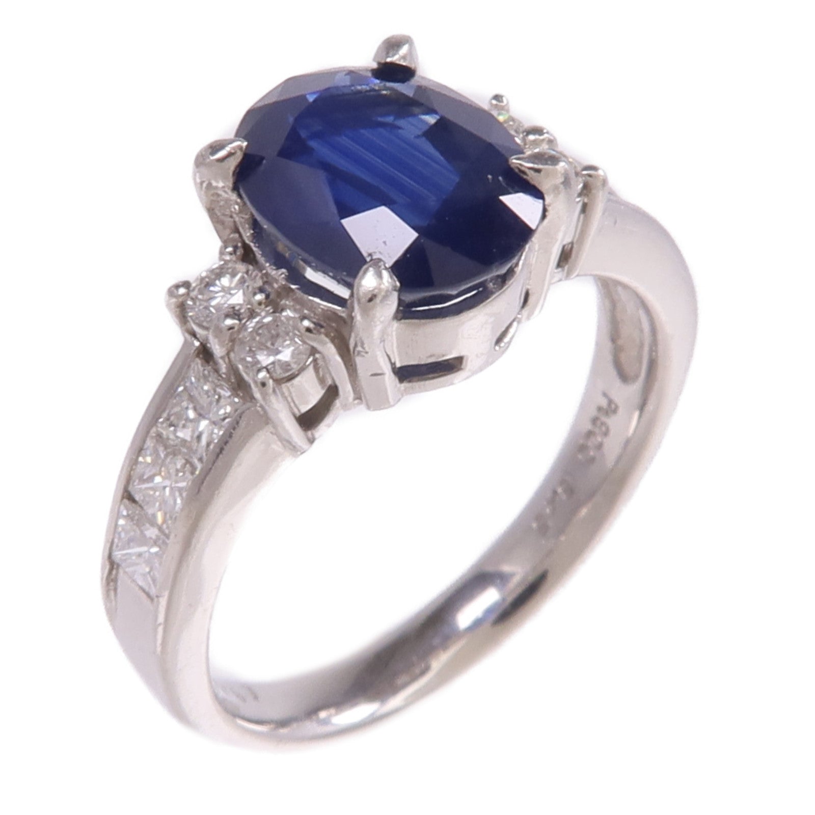 JEWELRY PT900鉑金Sapphire Diamond Ring藍寶石/鑽石戒指US#6.25