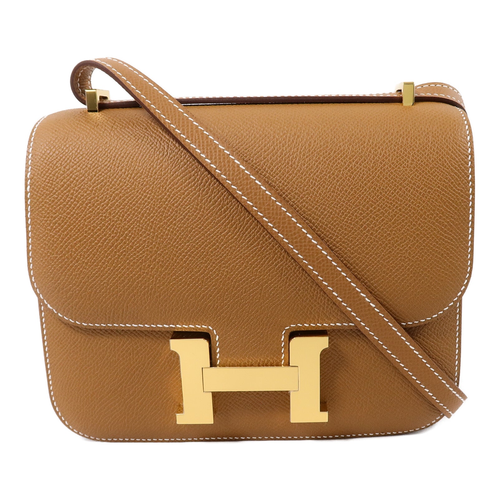 HERMES Epsom皮革Constance Mini肩背袋Gold