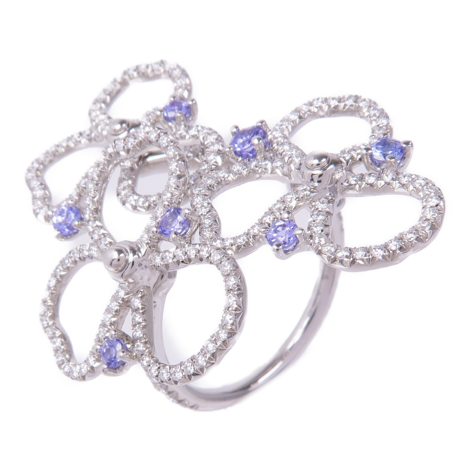 TIFFANY&CO 【激減優惠】PT950鉑金Paper Flowers Ring鑽石/坦桑石戒指US#5.75