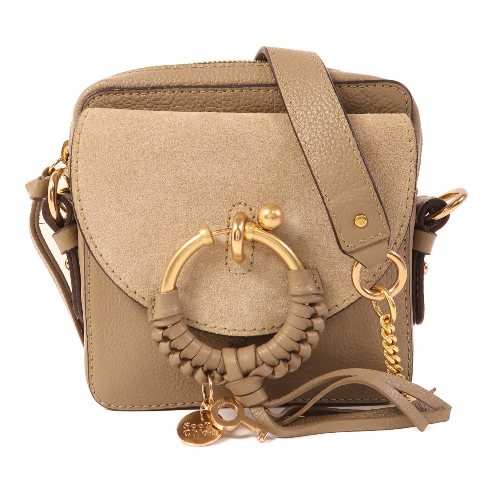 SEE BY CHLOE 牛皮皮革/麂皮皮革Shoulder Bag金扣肩背袋