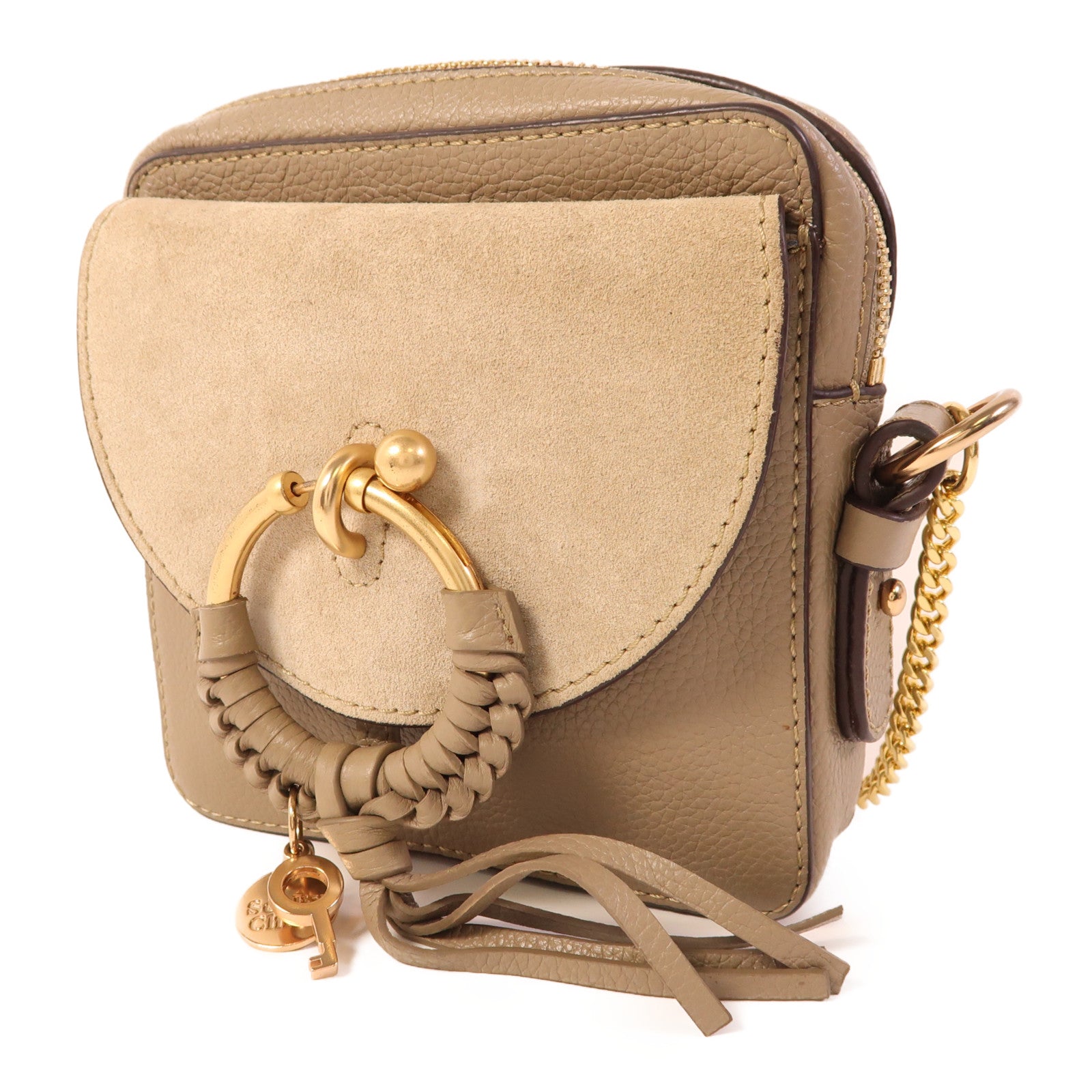 SEE BY CHLOE 牛皮皮革/麂皮皮革Shoulder Bag金扣肩背袋