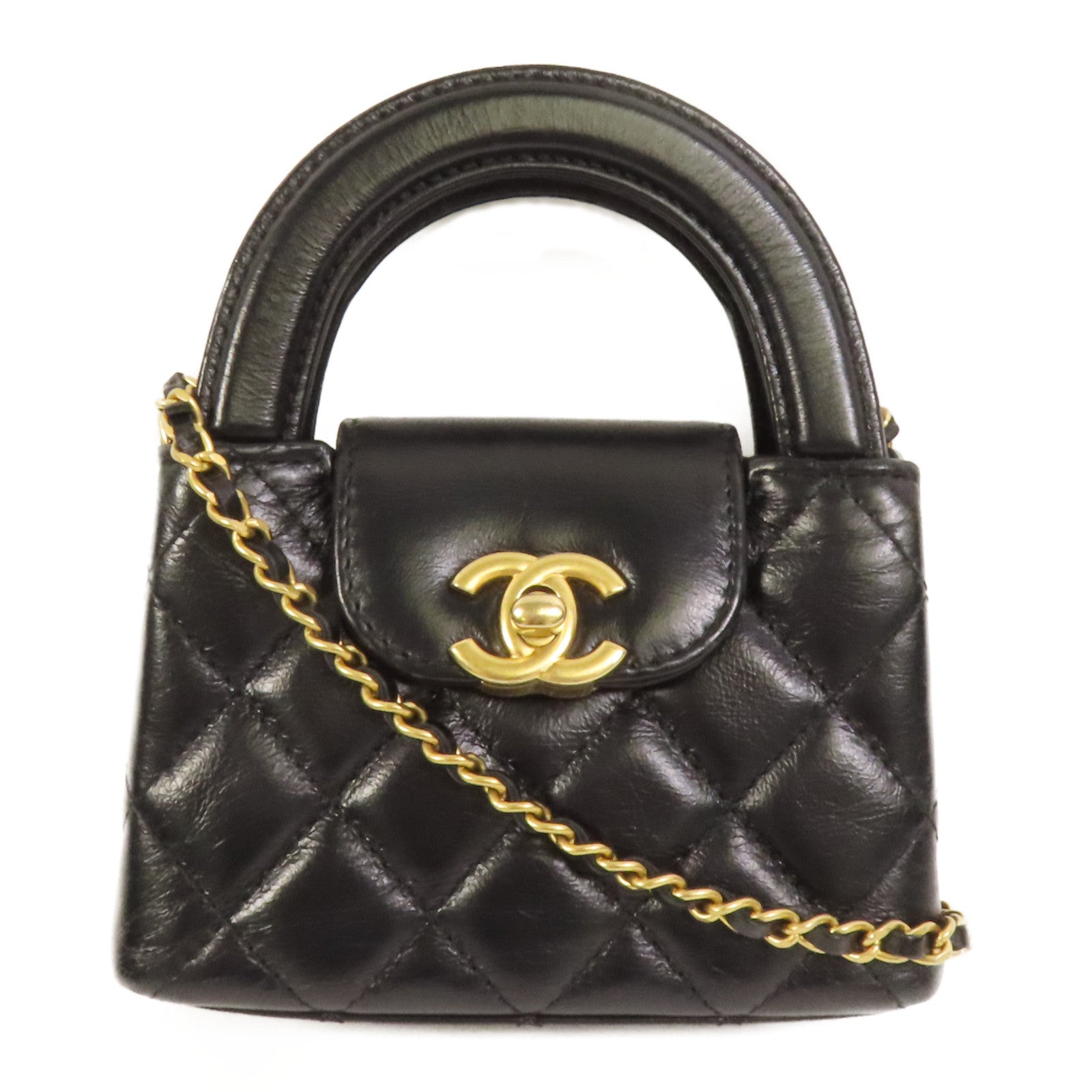 CHANEL 【激減優惠】牛皮皮革Kelly Nano金扣手挽肩背兩用袋