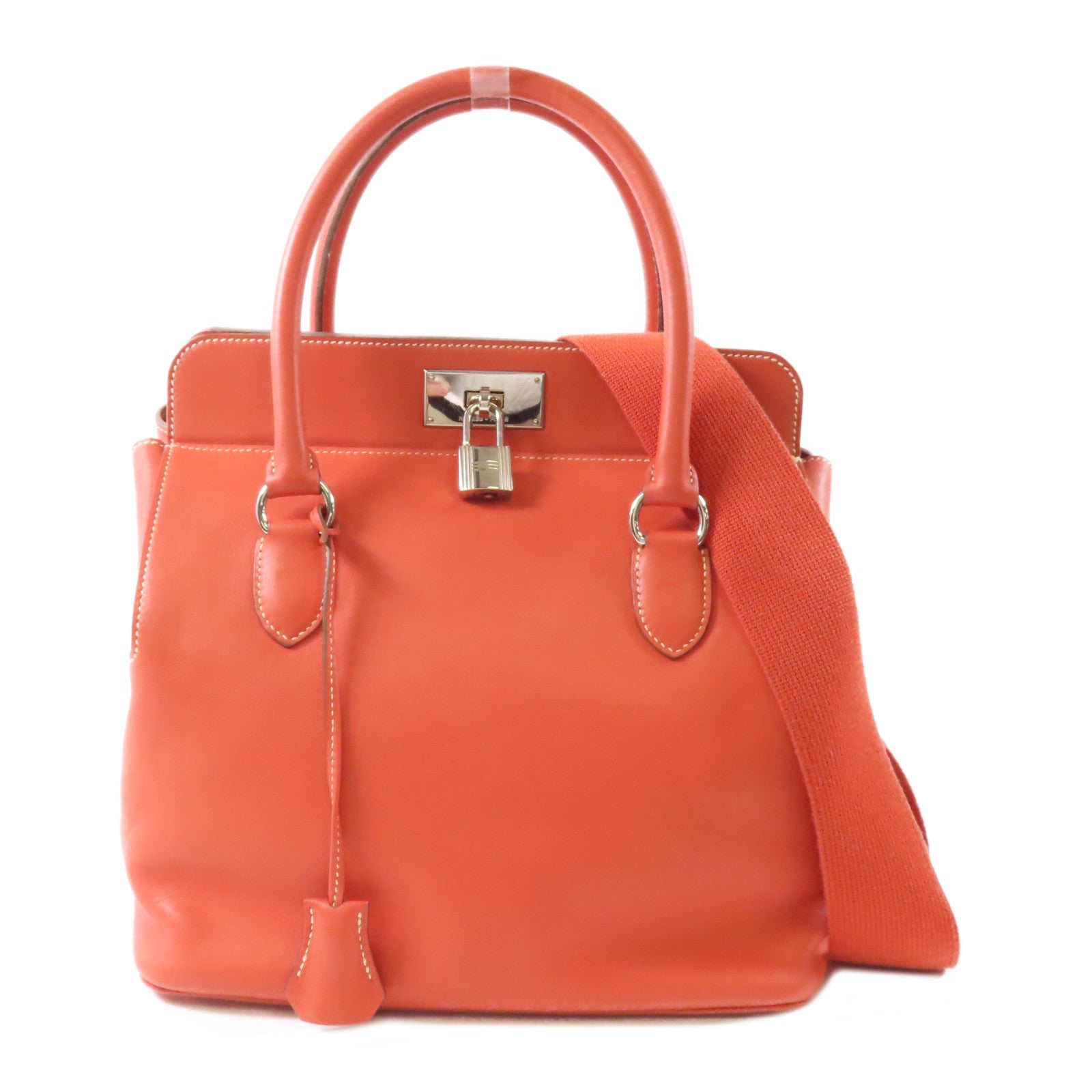 HERMES 【激減優惠】Evercolor皮革Toolbox 26銀扣手挽肩背兩用袋Sanguine