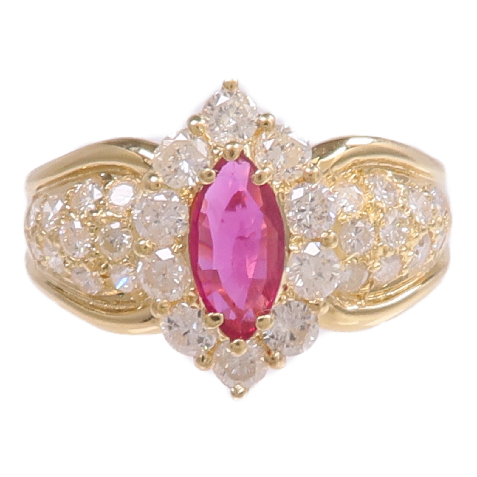 JEWELRY 18K黃金Ruby Diamond Ring紅寶石/鑽石戒指US#7.25
