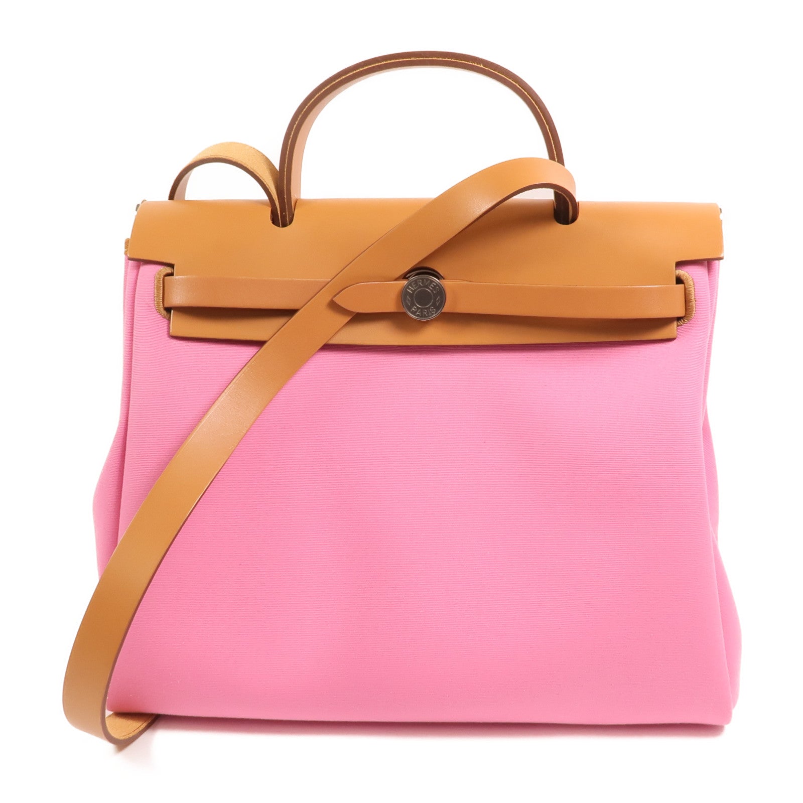 HERMES 帆布Herbag PM銀扣手挽肩背兩用袋