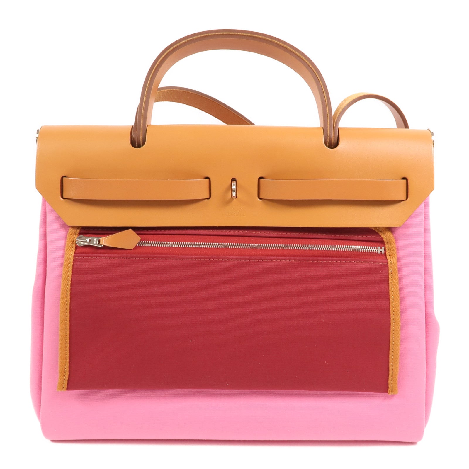 HERMES 【Hermes Fair】帆布Herbag PM銀扣手挽肩背兩用袋