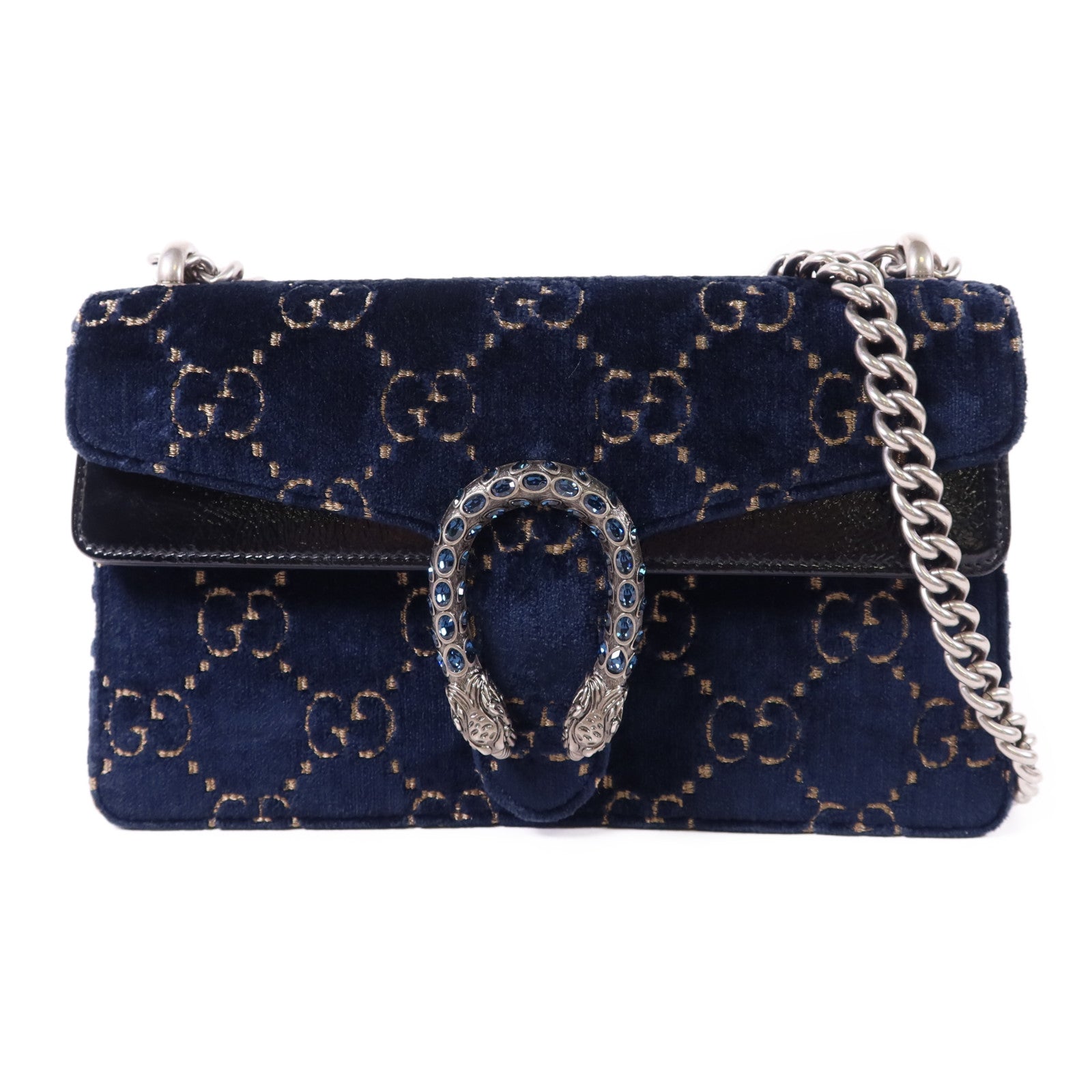 GUCCI 天鵝絨Dionysus Shoulder Bag銀扣鏈帶肩背袋