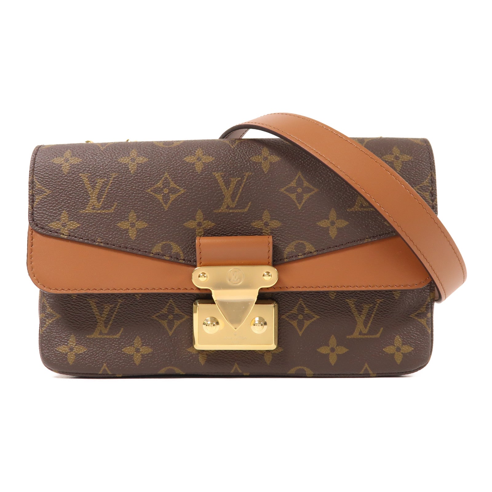 LOUIS VUITTON Monogram Marceau金扣鏈帶肩背袋棕色