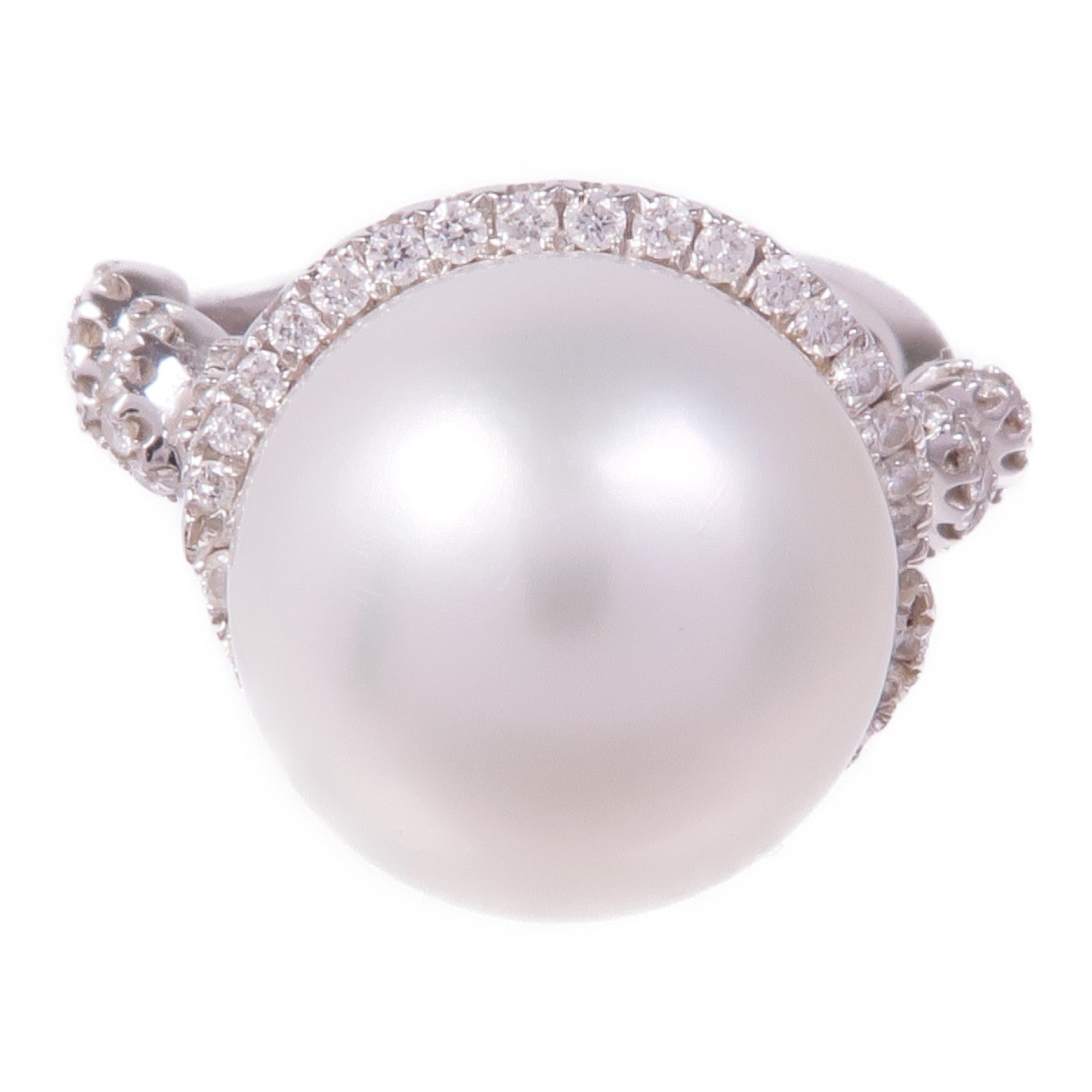 JEWELRY 【激減優惠】18K白金Ring珍珠/鑽石戒指US#6.5