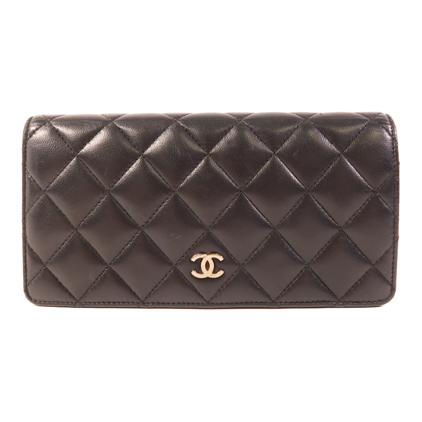 CHANEL 羊皮皮革Long Wallet銀扣長錢包