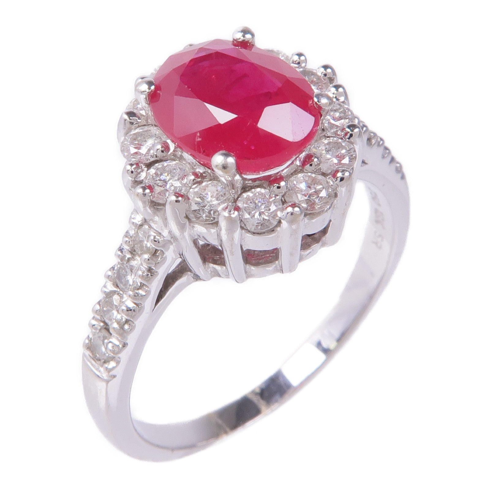 JEWELRY 18K白金Ruby Ring紅寶石/鑽石戒指US#7