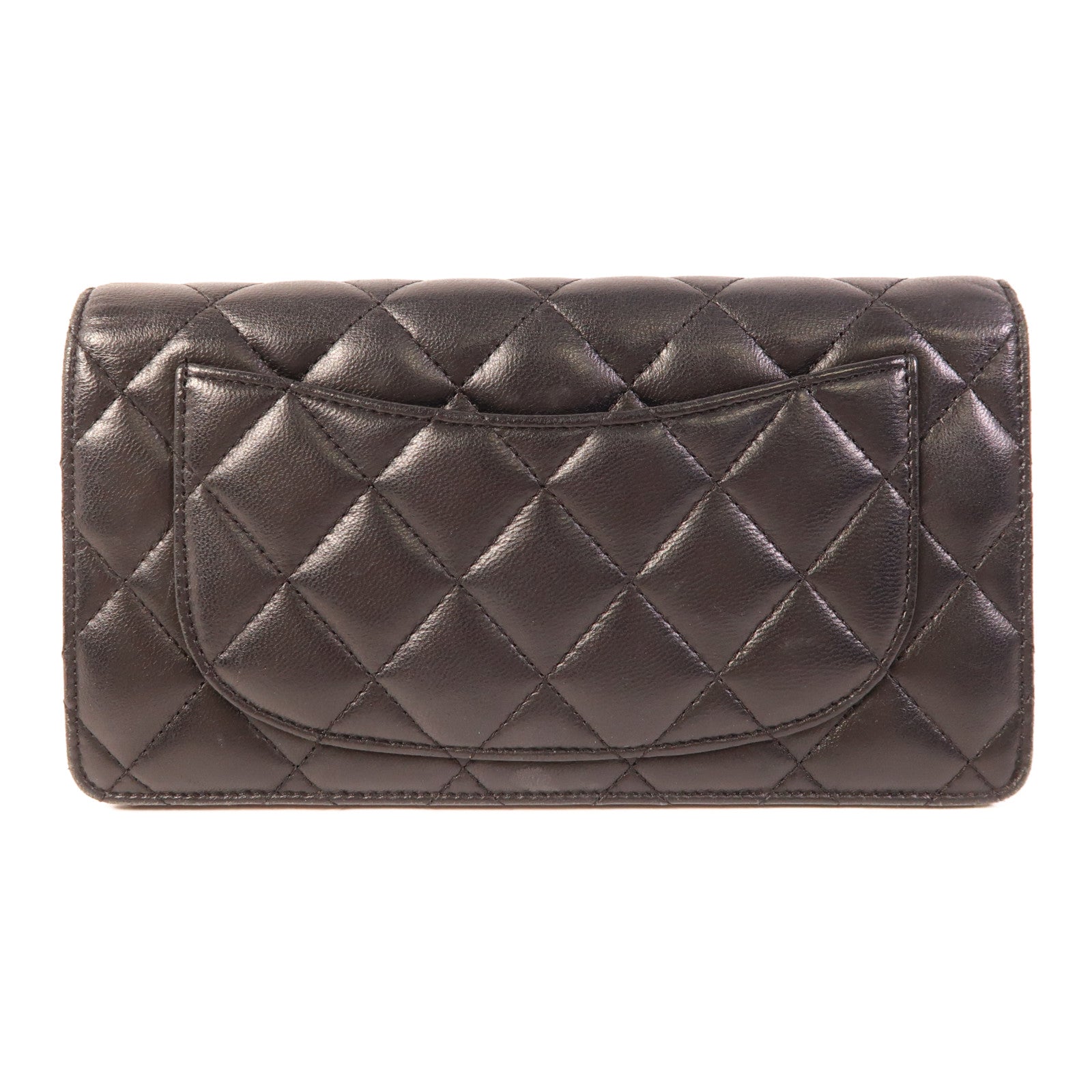 CHANEL 羊皮皮革Long Wallet銀扣長錢包