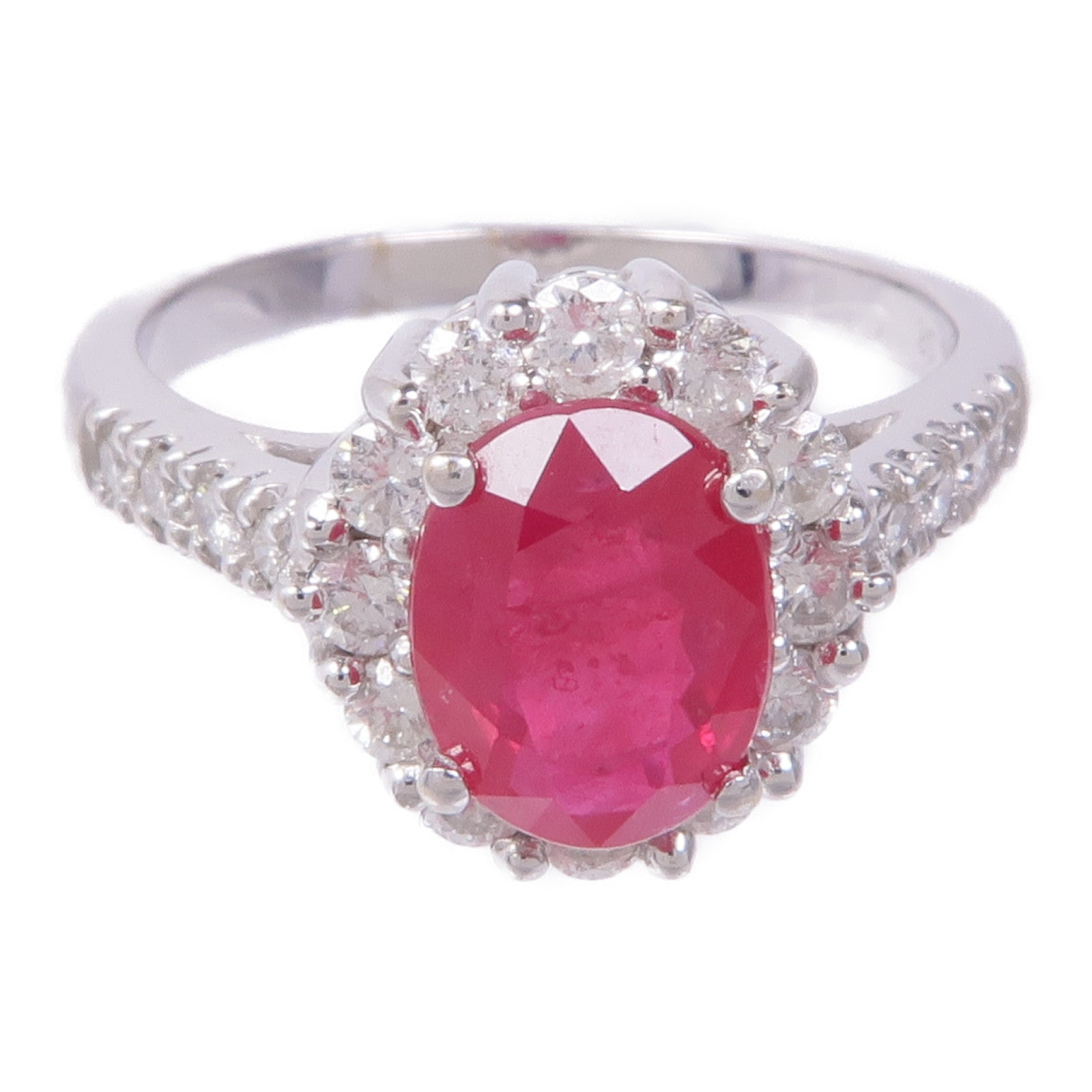 JEWELRY 18K白金Ruby Ring紅寶石/鑽石戒指US#7