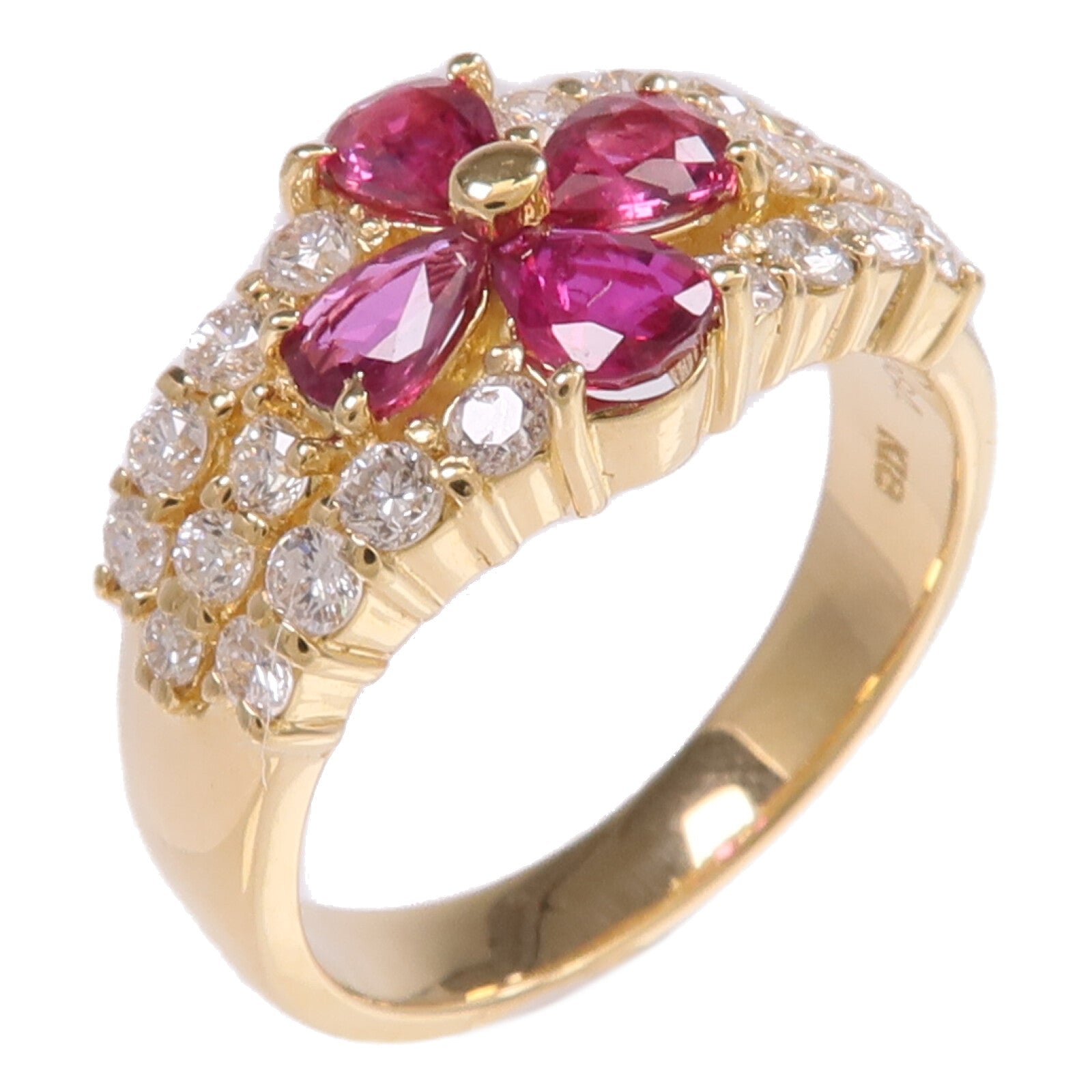 JEWELRY 18K黃金Ruby Diamond Ring紅寶石/鑽石戒指US#6